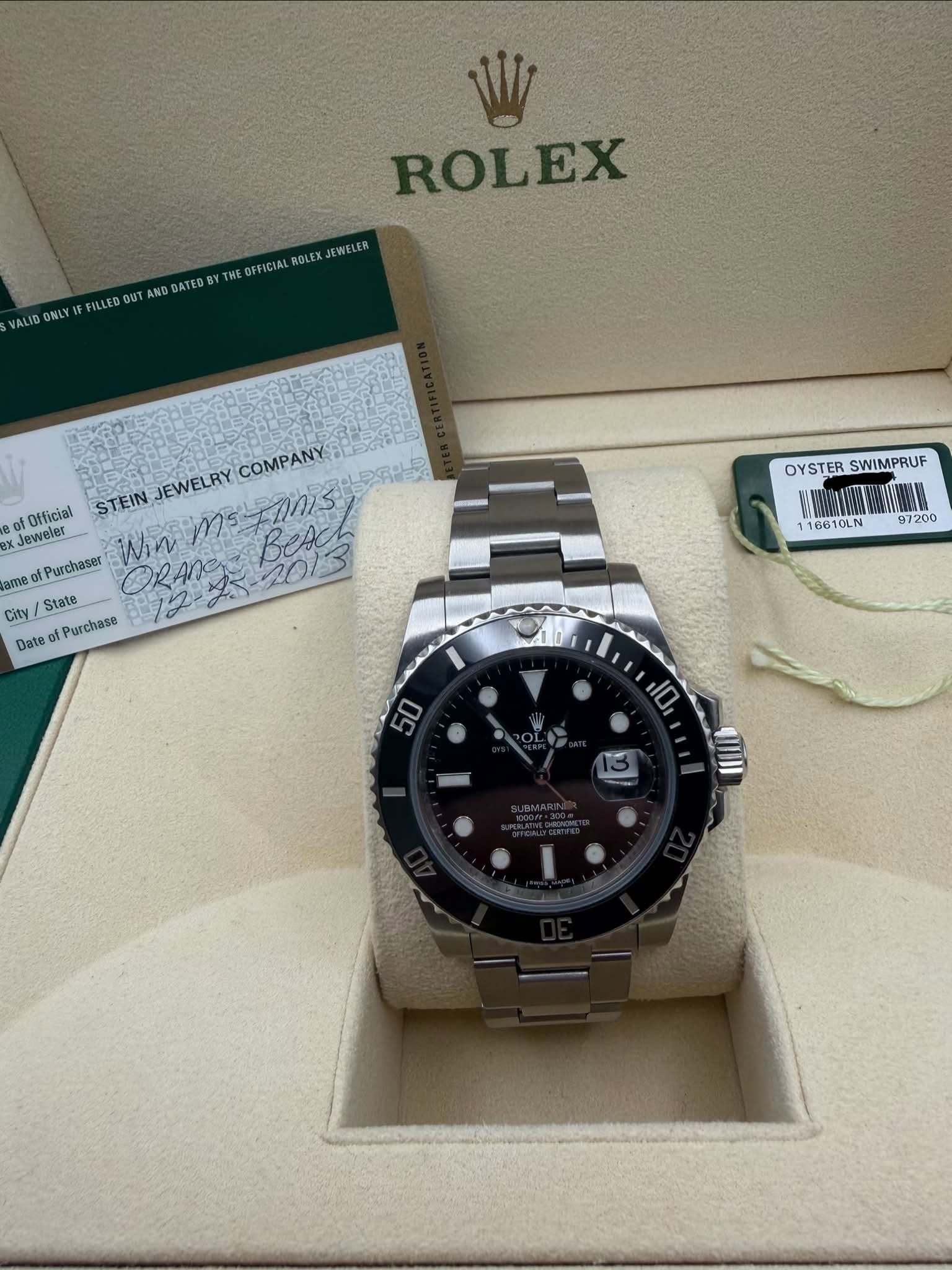 May be an image of wrist watch and text that says 'VALID ORLV FILLEDOUT ยา NDGATED THE DFFICIAL ROLEX JEWELER ROLEX STEIN WinmsTIS BeA JEWELRY COMPANY 180 ot Jeweler Official ame…