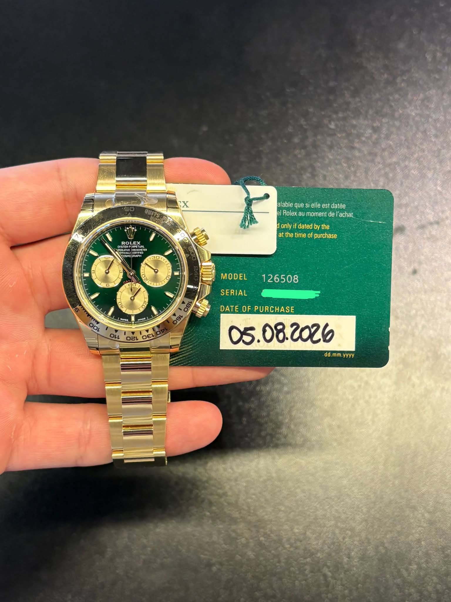 May be an image of wrist watch and text that says 'ROLE alable ช esielle elleest alablequesielestdatde elle datée Folex moment 'achat onlyit datedby at col tmeofpurchase purchase…