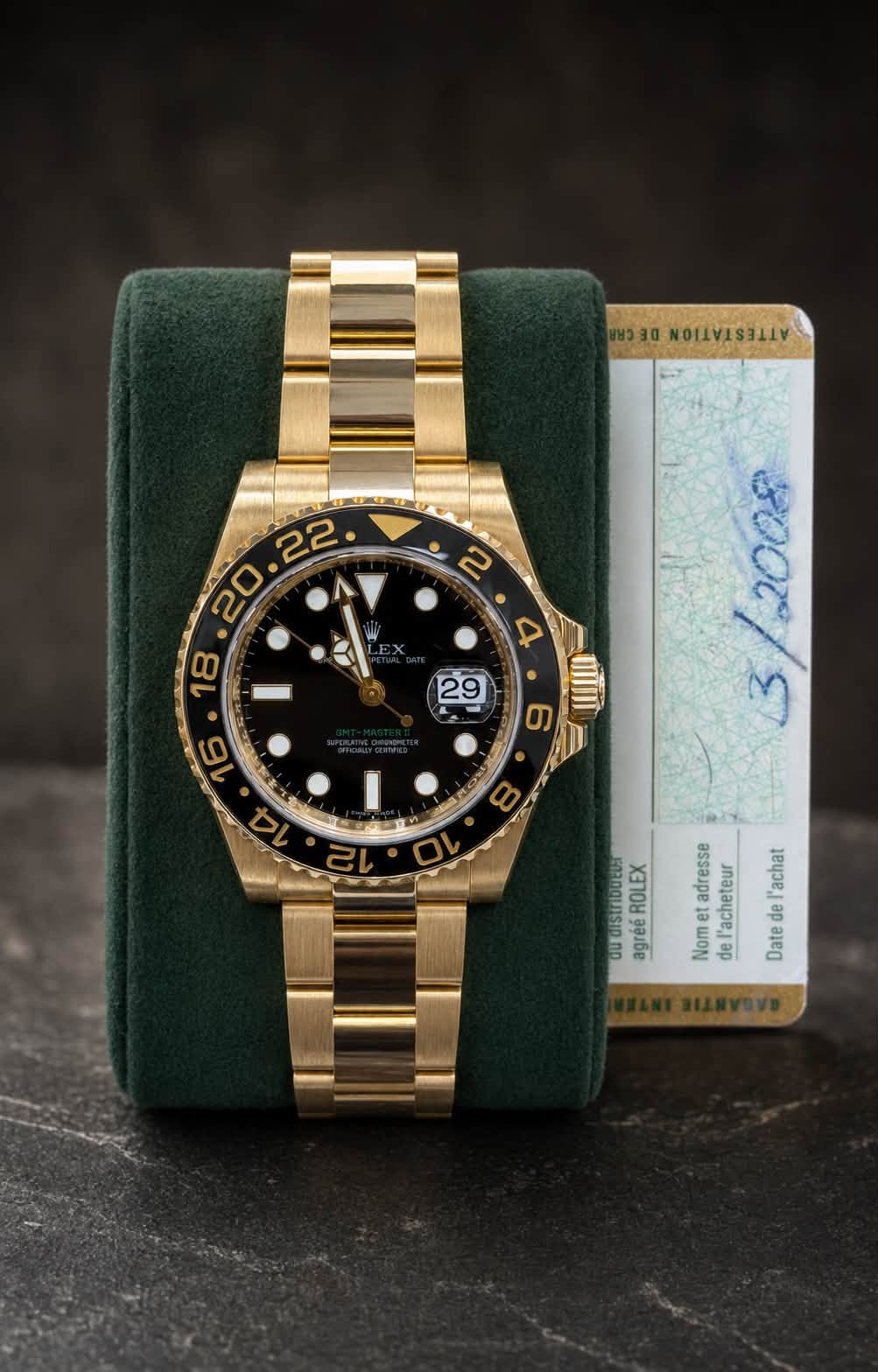 May be an image of wrist watch and text that says 'မာဒ0 VATTTTTTTTN で 6 2/ መ 8 dIStnbuets ROLEX agrééROLEX agree OU adresse l'acheteur de Date achat et de Nom'