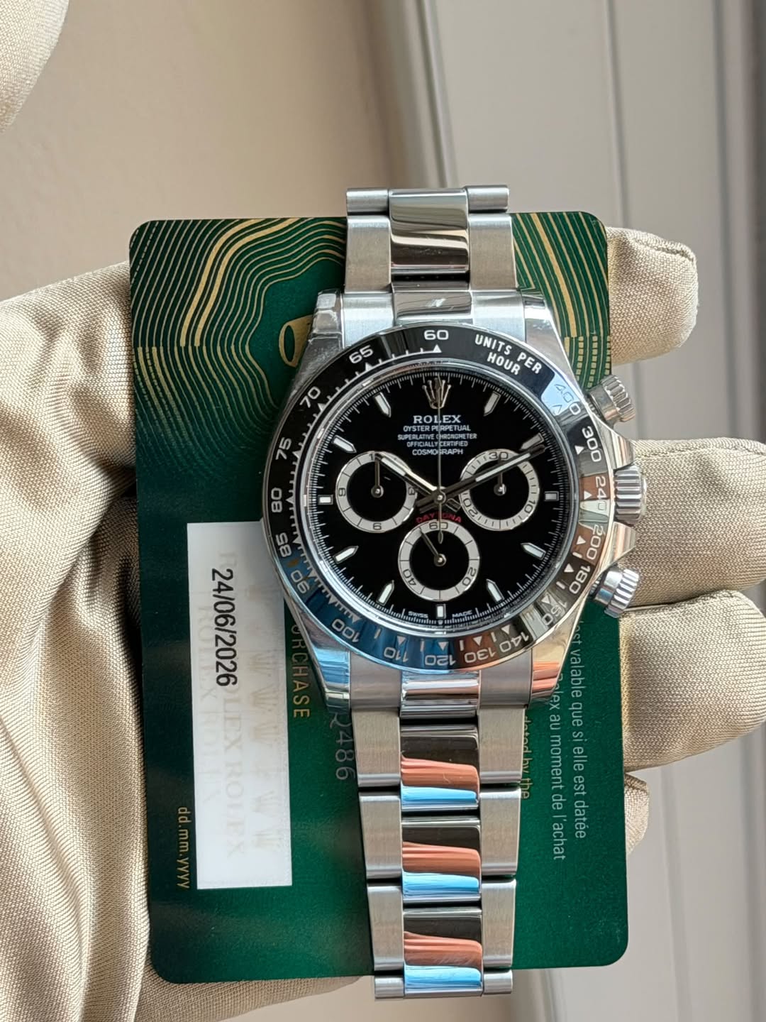 May be an image of wrist watch and text that says '60 65 UNITS HOUR PER E 70 ROLEX 75 0 COSMORAPH 1110 o) I AO 2 20 វា្រ្ស O. O D9 PO Do N 20 山 7 ญ 85 24/06/2026 90 LEX CROLEX…
