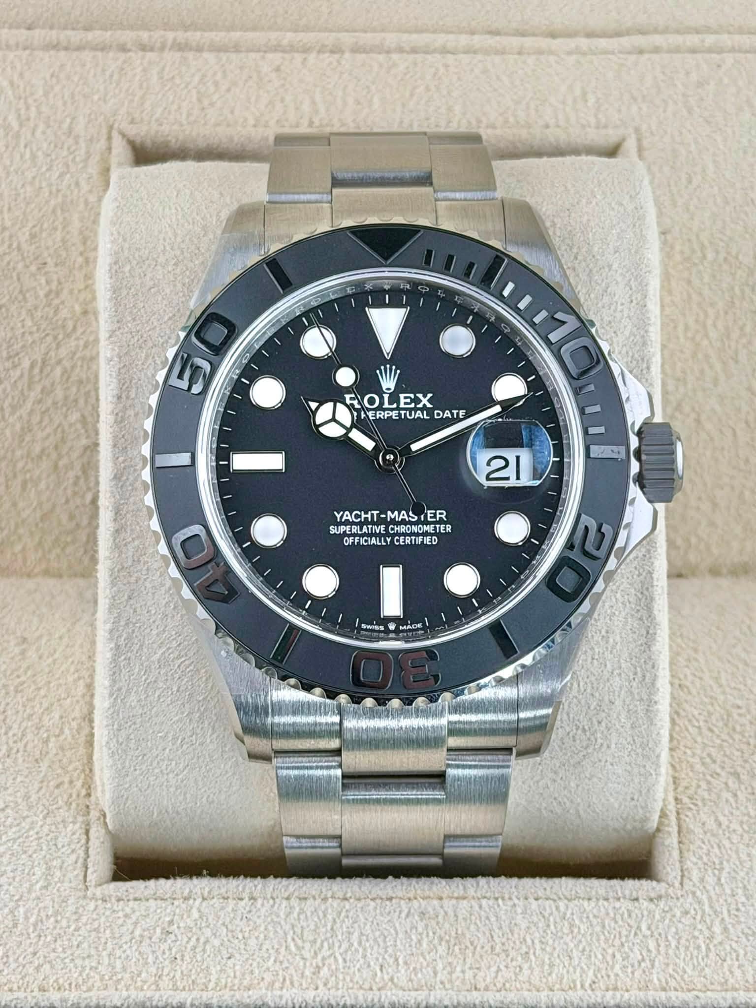 May be an image of wrist watch and text that says '50 ROLEX AERPETUALDATE PERPET TUAL DATE 10 HM YACHT-MASTE MAS ER YACHT SUPE SUPERLATIVE SUPERLATINECHRONOMETE CHRONOMETER TER…