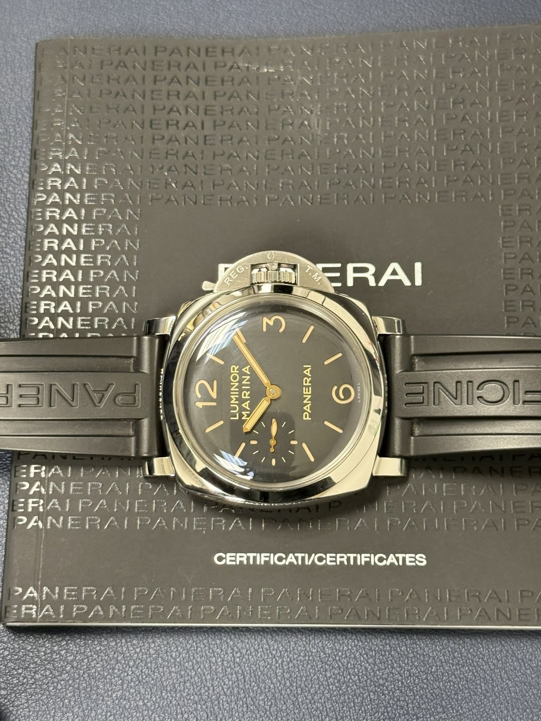 May be an image of wrist watch and text that says 'ERAIPAN PANERAI RAIPAN RAI PANERAI ERAIPAN PANERA! RAIPAN PANERAI o. Tru ERAI ل ANE 12 LUMINOR AAANAA AANAAA PANERAI 6 THUE /…