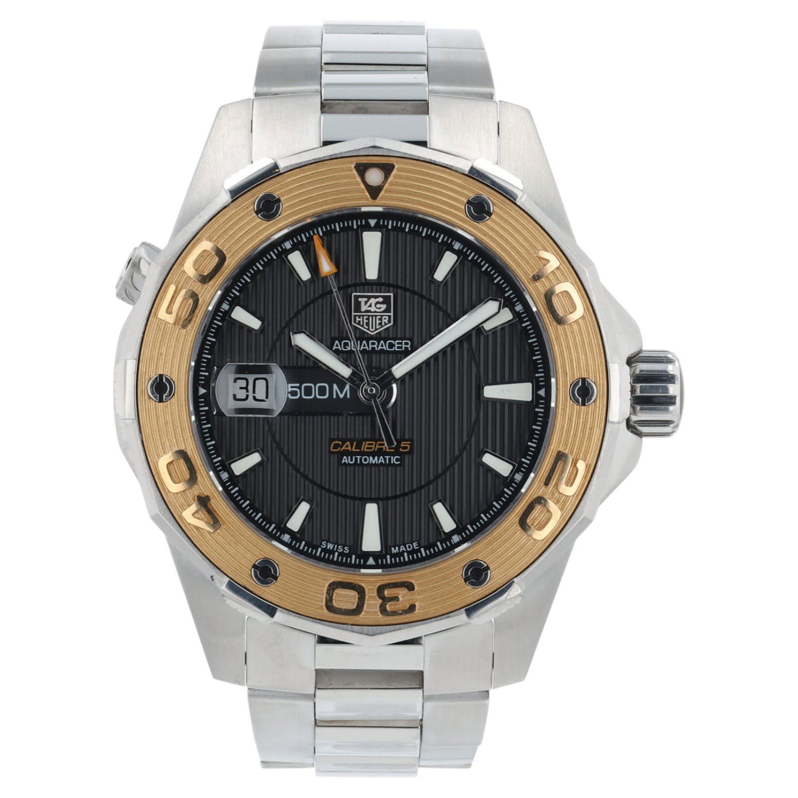 May be an image of wrist watch and text that says '50 5 21 TAG HEIER EUER AQHARACER AQUA 30 30500MO) 500M AUT OMAT AUTOMATIC IC A O 星 OIE οε 0 데 3'