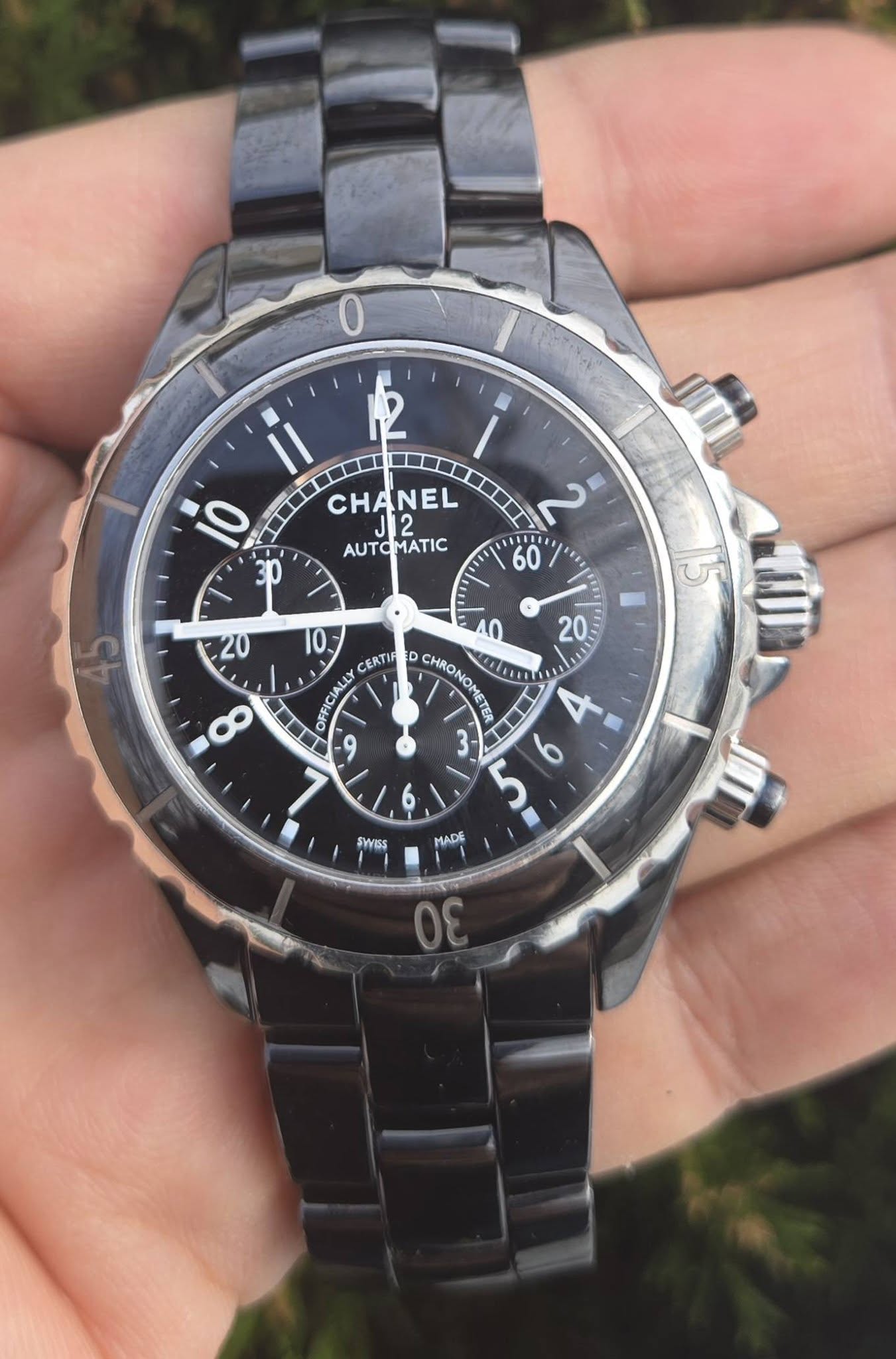 May be an image of wrist watch and text that says '0 Il 0 CHANEL CHA 2 AUTO AUTOMATIC MATIC 30 2 III 1 60 ي 20 ، 8 20 0 CERTIF FFICIALLY 9 HRO clu NON OMETE TER 4 3 9 س SWISS…