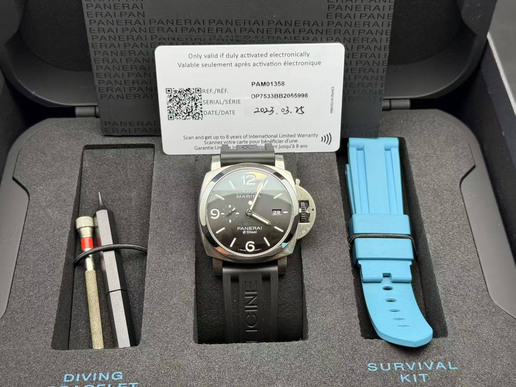 May be an image of digital watch and text that says 'Only valid duly activated electronically Valable seulement après activation électronique PAM01358 只橙REF/R. EF./RÉF.…