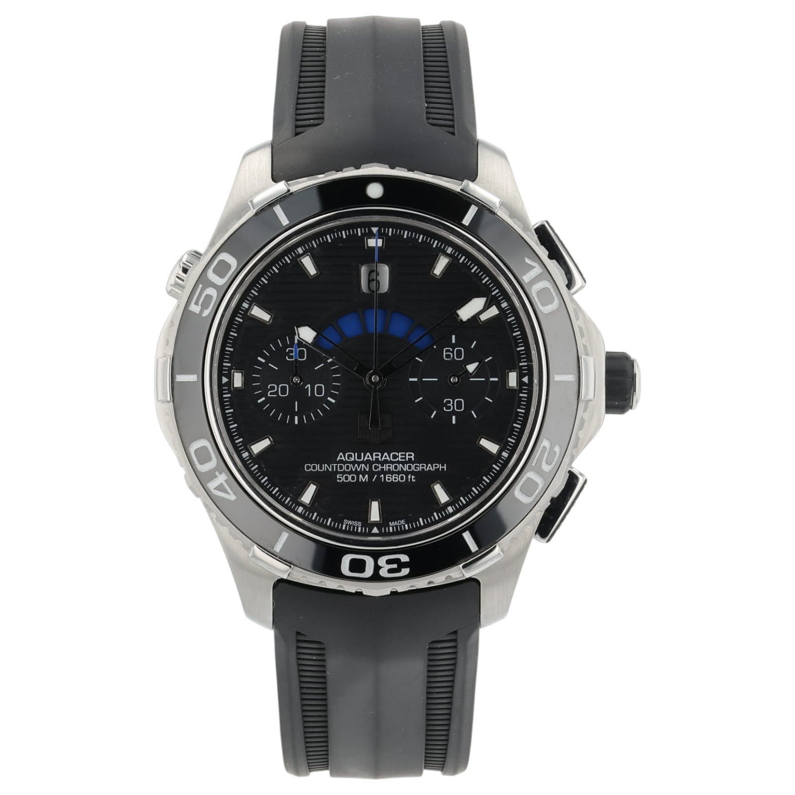 May be an image of digital watch and text that says '50 - I AQUARACER COUN DOWN OWNCHRONCGRA CHRUNG GRAPH SOOM 500M 1660f '