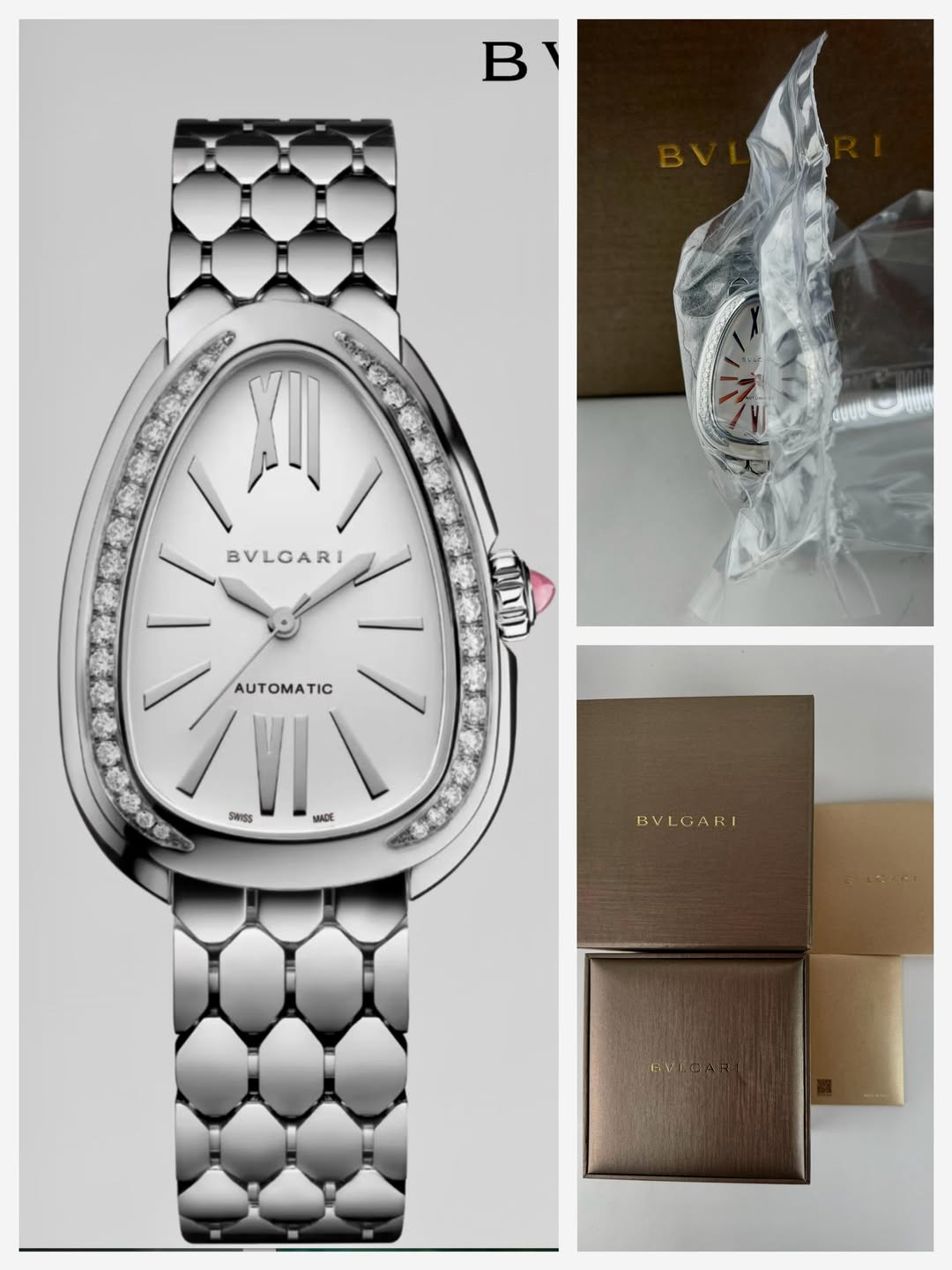 May be an image of wrist watch and text that says 'B 全影は BVLGARI AUTOMATIC AV AUTOMA swnss MADE JADE BVLGARI BVLGARI'