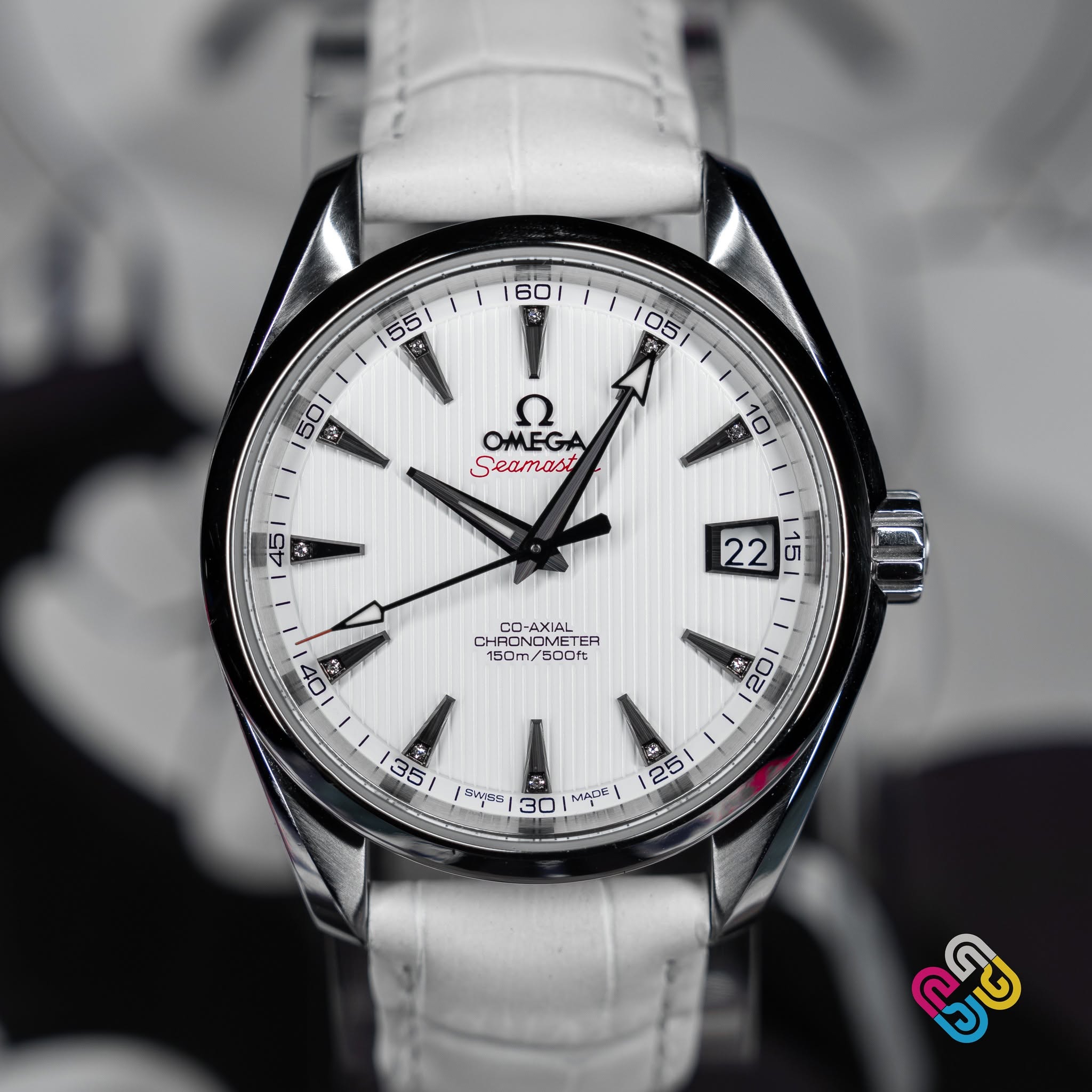 May be an image of wrist watch and text that says '60 洗 55 05 养 50 2 OMEGA Seamast る 115 CO- -AXA! CO-AXIAL AXIAL CH HAEN ACNOMET PblЛE ENOMETE METER EA 150m s0Or 5AS5 ನಮನಮ ิสลา 20…