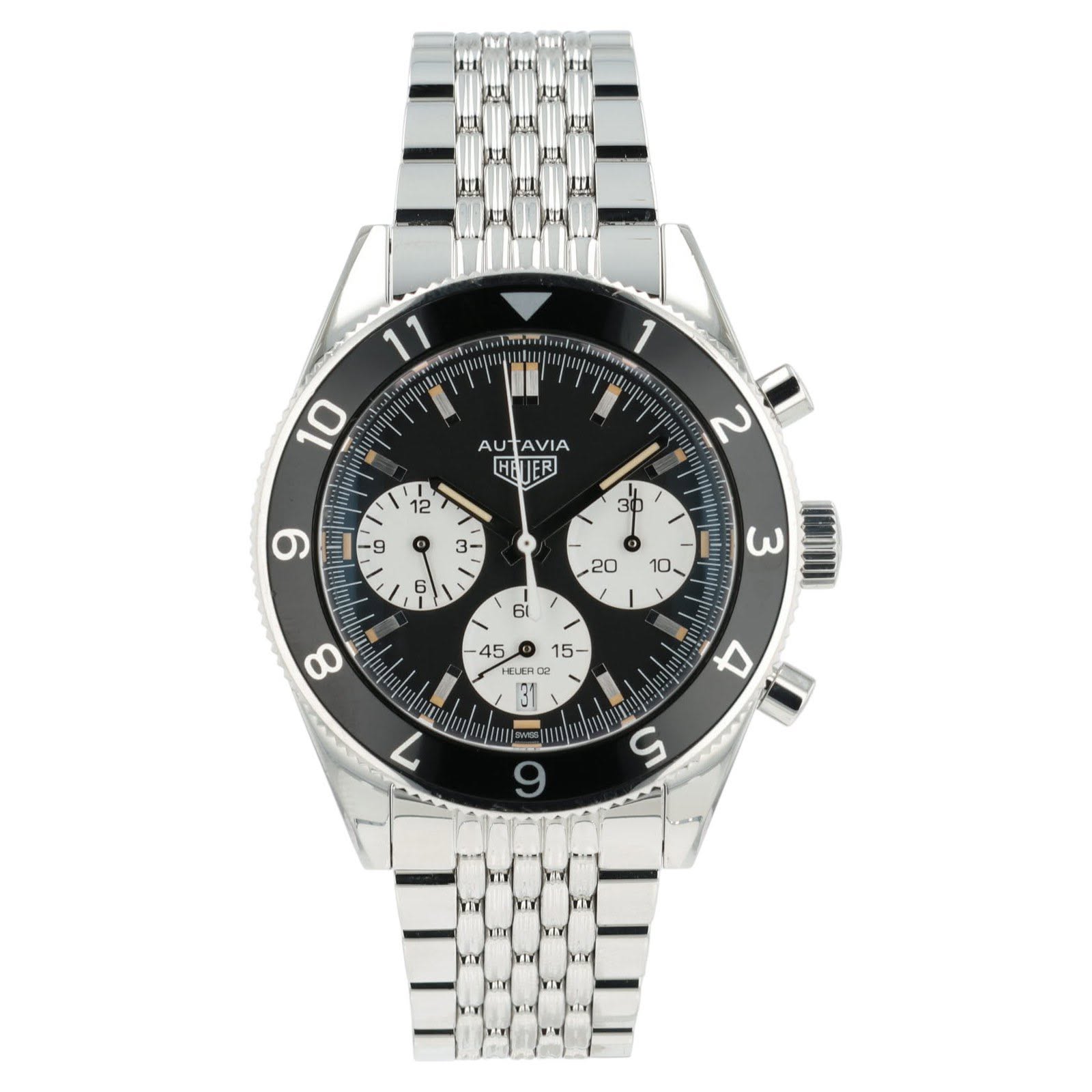 May be an image of wrist watch and text that says '11 10 TWWH AVIA 모: HETER ER - ॐ 6i 8 45 O 15- HEUERO 30 31 7 S 9'