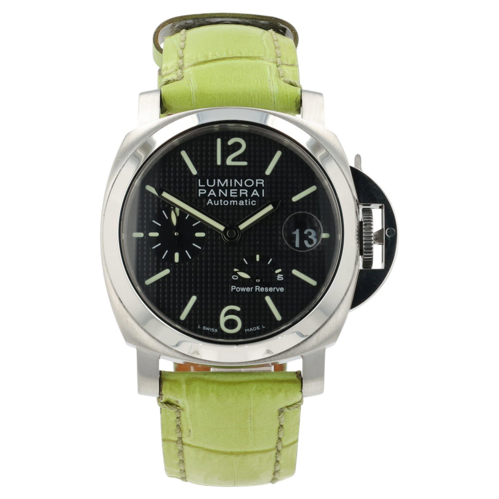 May be an image of wrist watch and text that says '12 12 LUMINOR PANERA Automatic I 13 あ ١ 6 Power PowerReser Reserve'