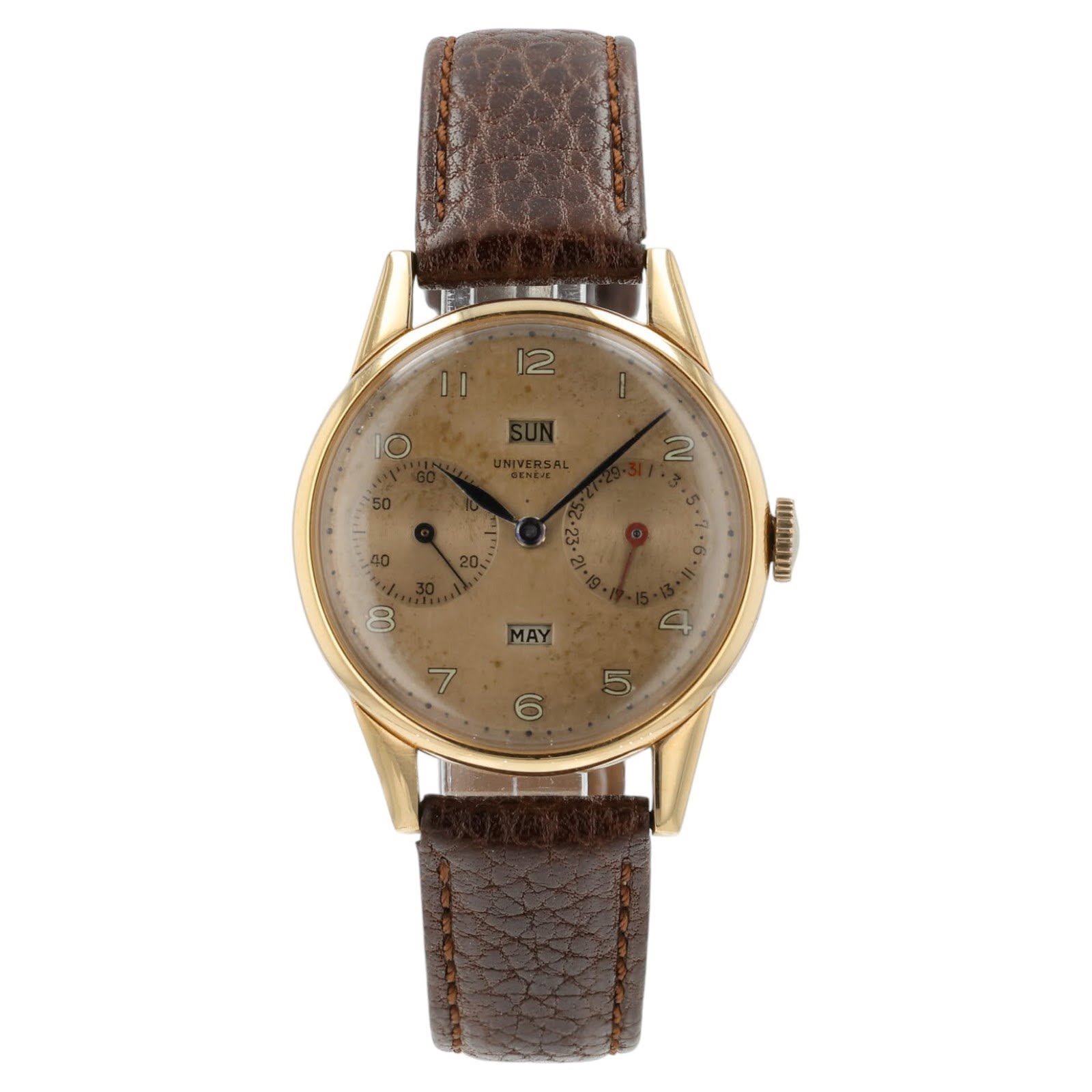 May be an image of leather, wrist watch and text