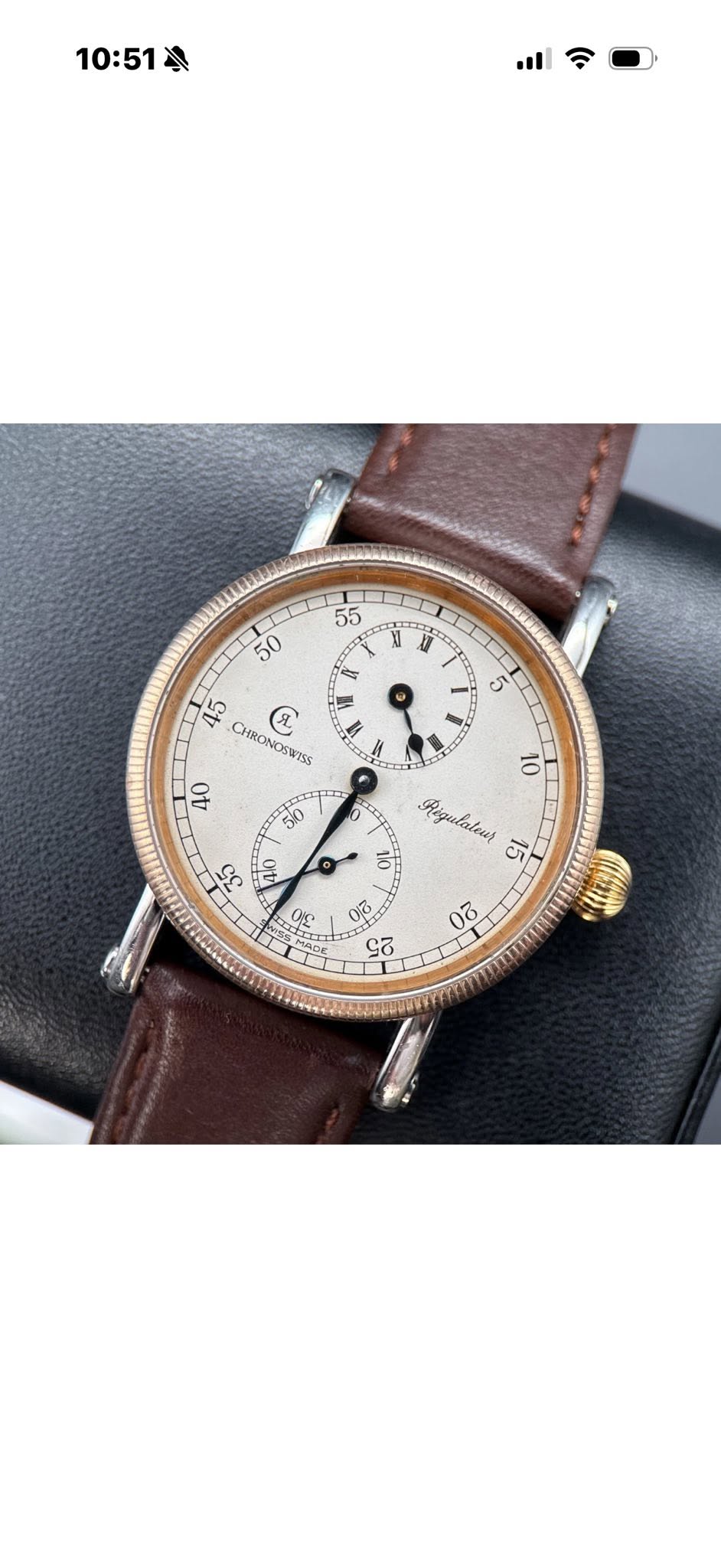 May be an image of wrist watch and text that says '10:51 10:51 55 50 N 수 - 5 45 CHRONOSETS R 10 40 x 30 E Rigulateut On d C7 00'