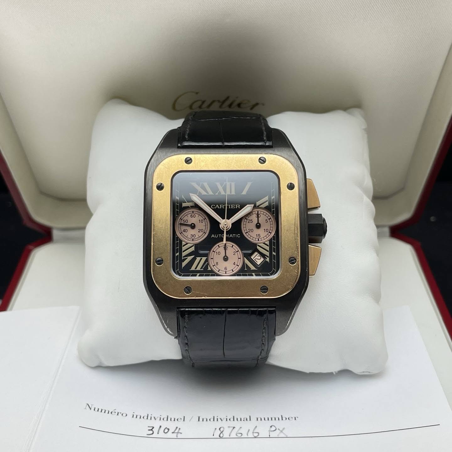 May be an image of wrist watch and text that says 'XA/ CART LER o2ah TIC O 8 Numéro individuel 3/04 Individual number 187616 Px'