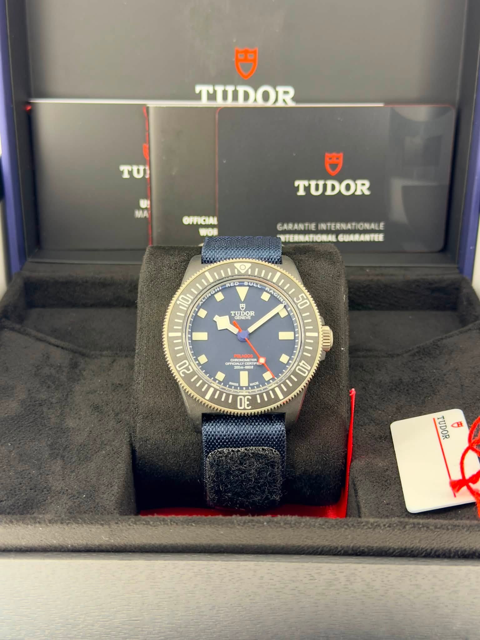 May be an image of wrist watch and text that says '円 TUDOR . tO MA OFFICIAL TUDOR GARANTIE GARANTIEINTERNATIONALE INTERNATIONALE TTERNATIONAL GUARANTEE νοω TULL AC CH 10ι e TUDOR o…