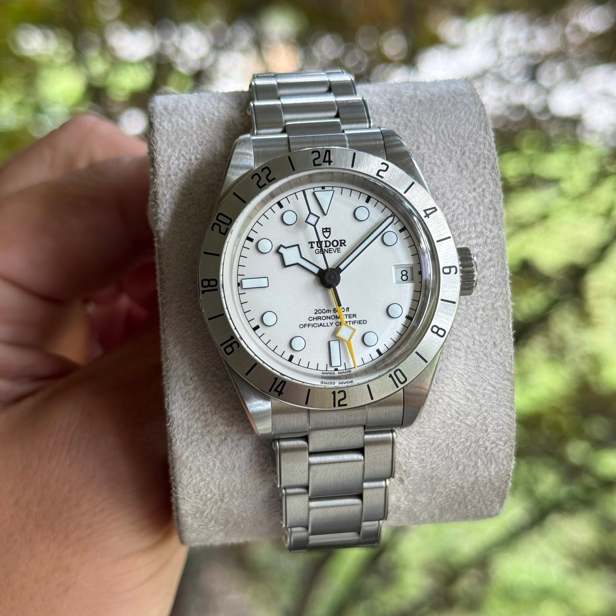 May be an image of wrist watch and text that says '2 o 4 円 TUP UDOR NEVE DOR lo 8 රී CHRONOR 200m ၁ EILYC TIFIED IFIED EEIGUAL O 8 Y 0 ল'
