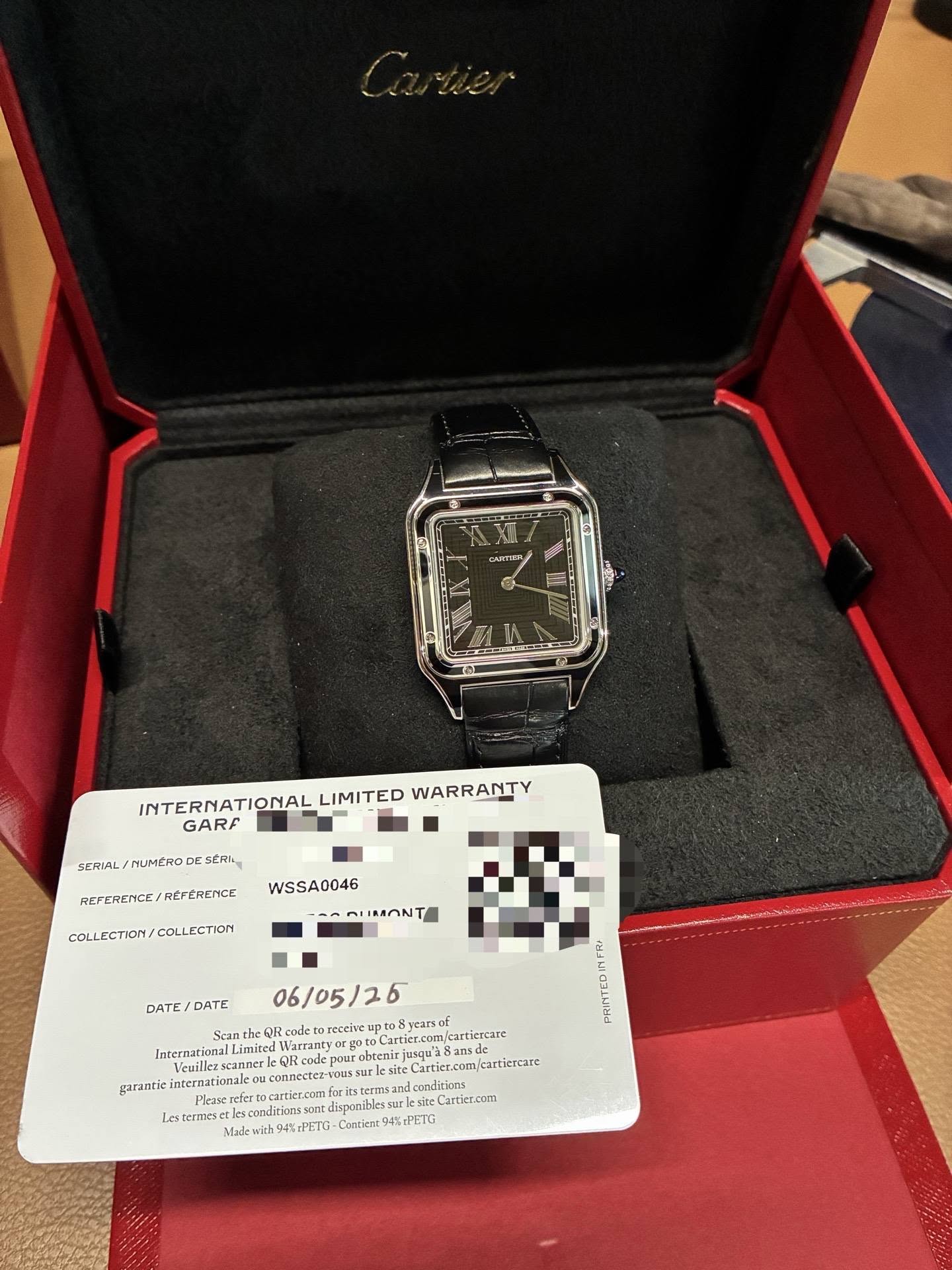 May be an image of digital watch and text that says 'CADTER س INTERNATIONAL LIMITED WARRANTY GARF SERIAL MYUMERO ERIAL/MUMERODESERIL SERIL REFERENCE/REFERENCE REFERENCE/…