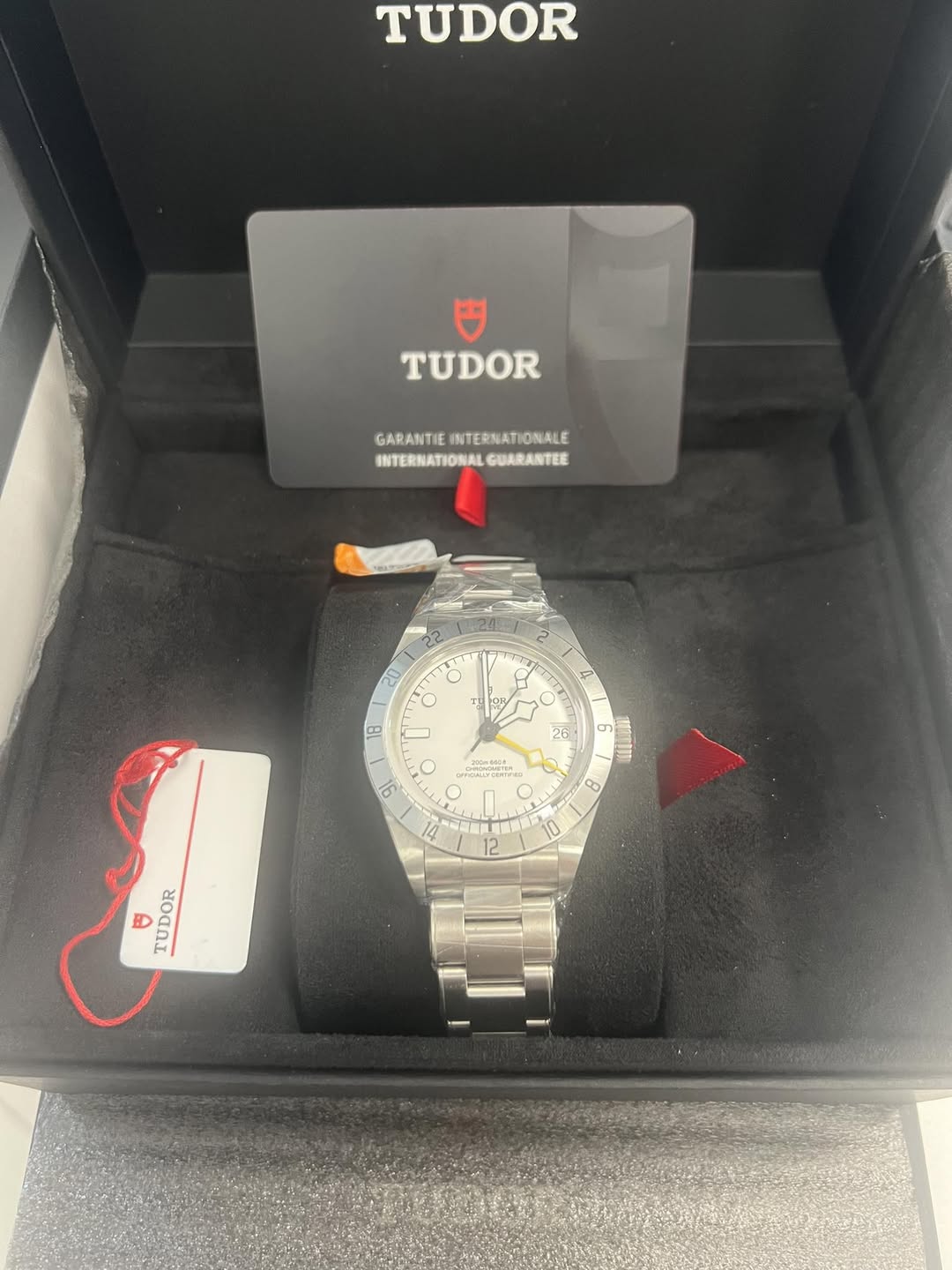 May be an image of wrist watch and text that says 'TUDOR TUDOR GARANTIEINTERNATIONALE GARANTIE INTERNATIONAL INTERMATIONALGUARANTEE GUARANTEE ل 8 ب عد 4 20 2 1T O 口 50 18 26…