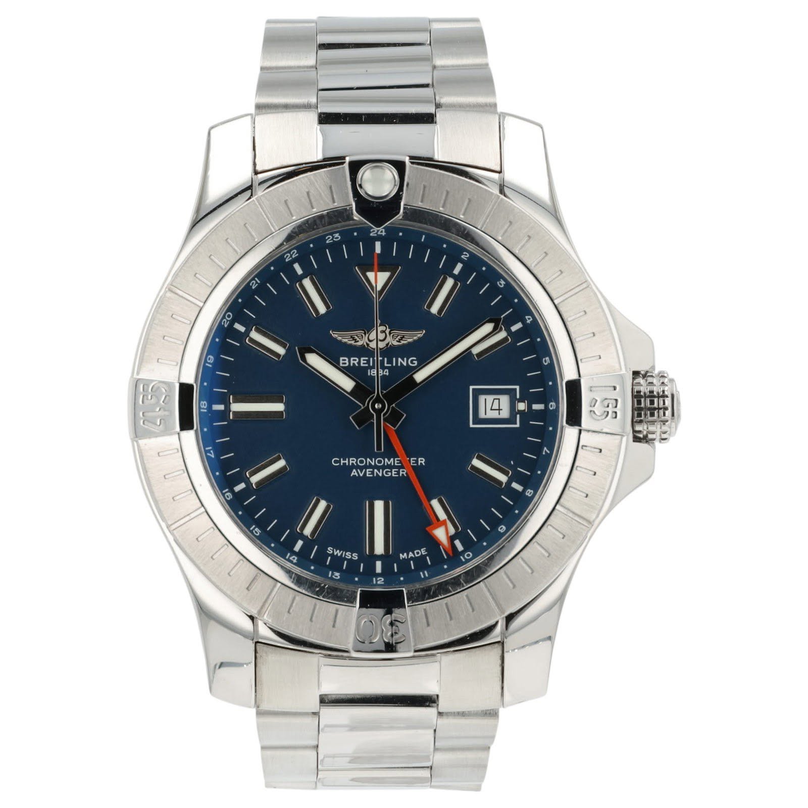 May be an image of wrist watch and text that says '2 20 S BREITLING BREI NG 16 25 4 CHRONOME AVENGE ER 91 ॐ دی 豆ビド うーマ 台尚 18 ai 8 14 1a SWISS MADE 12 ครีม'