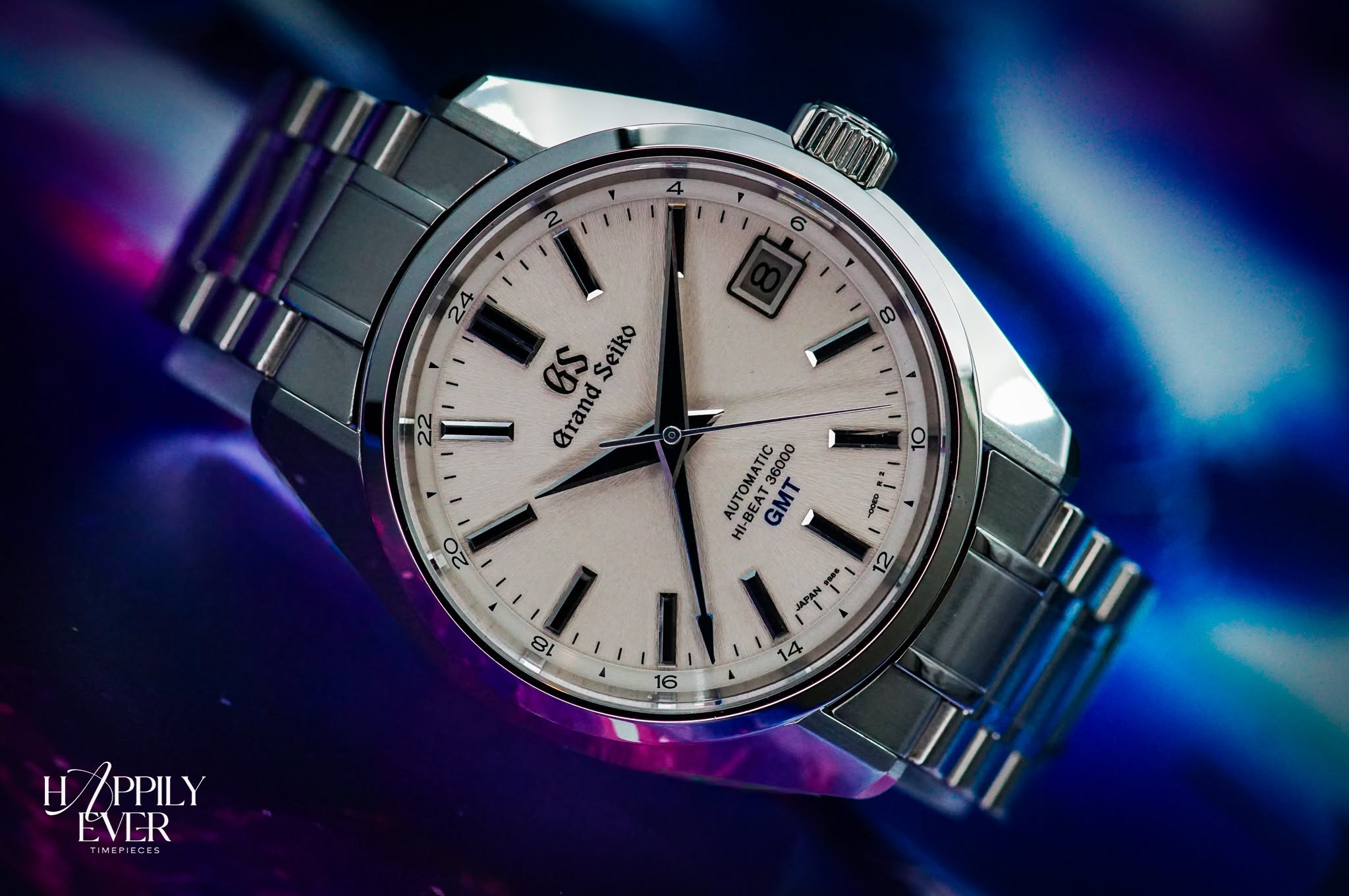 May be an image of wrist watch and text that says 'II 24 III 8 GS Seiko Grand O 20 UTOMATIC HI- GMT س لم ማ JAPAN 4 4 9 H/PPILY H PPILY EVER FFIFC TIMEPIECES'