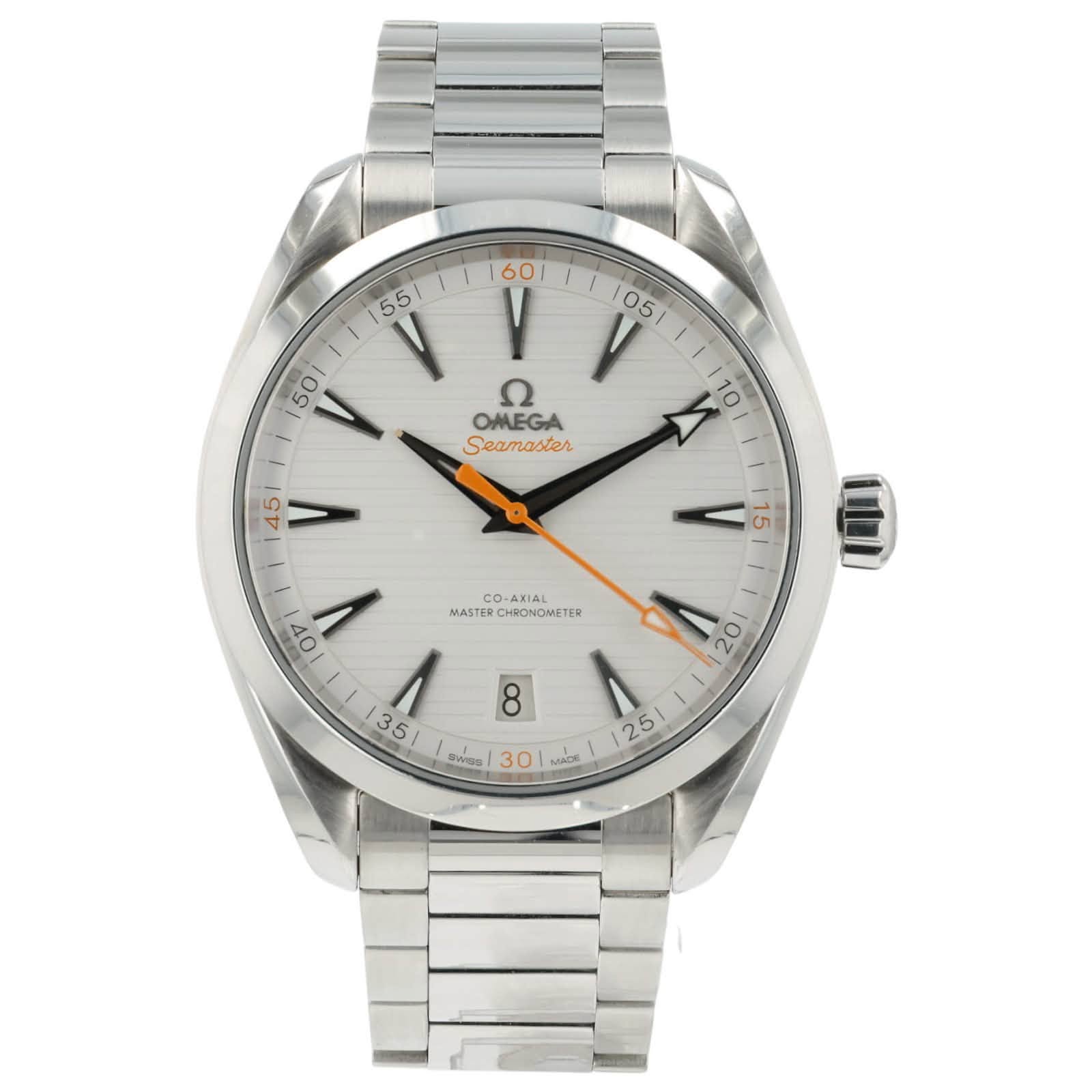 May be an image of wrist watch and text that says '05 60 55 V V 50 V ח OMEGA Seamaster 10 45 5 I 15 CO. O-AXIAL MASTE CHRONOMETE TER 00 L O 100 3S Cn 8 avits Dysg 30 MACK G…