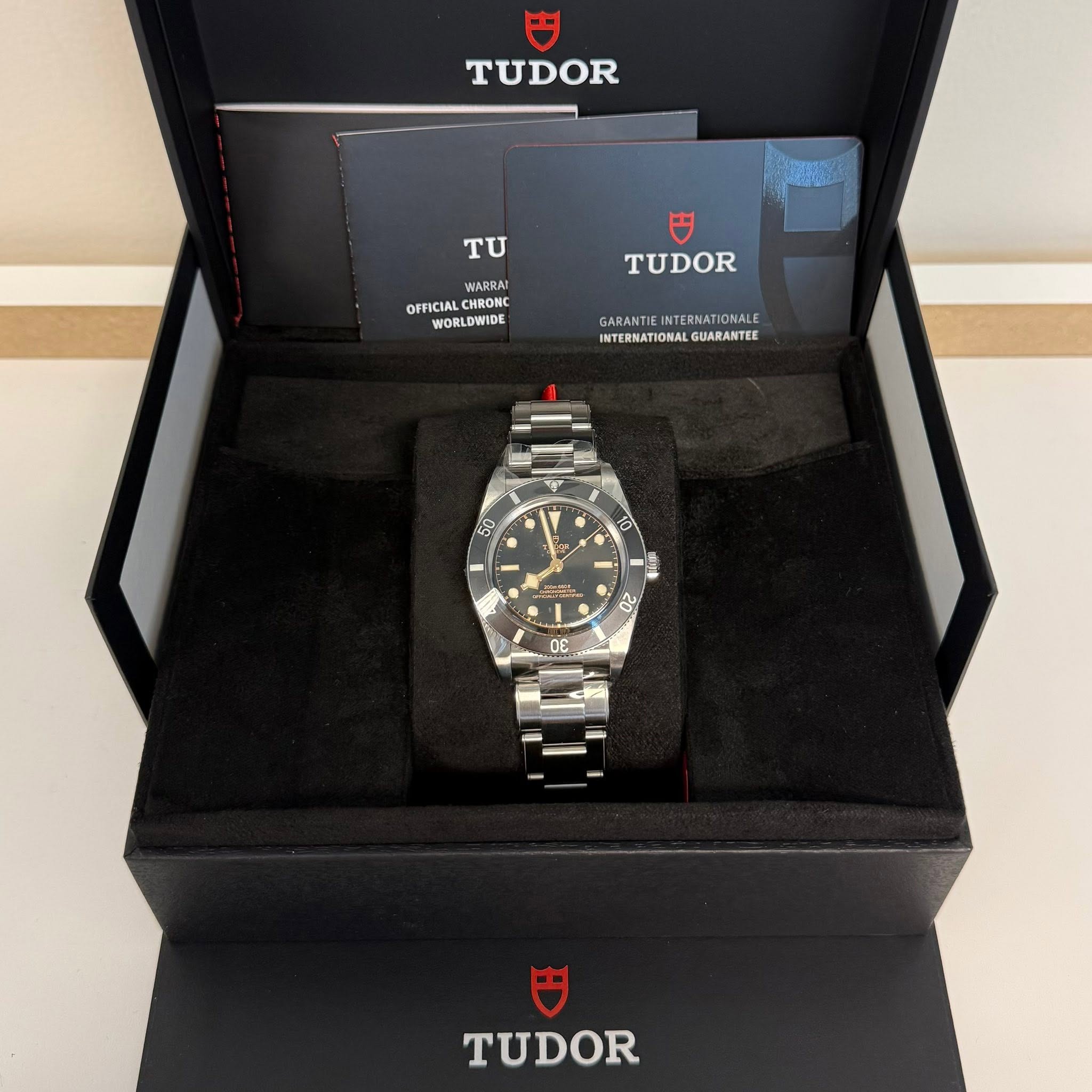 May be an image of wrist watch and text that says 'TUDOR TU WARRAI OFFICIAL CHRONC WORLDWIDE DWIDE TUDOR INTERNATIONALGUARANTEE GARANTIEINTERNATIONALE GARANTIE…