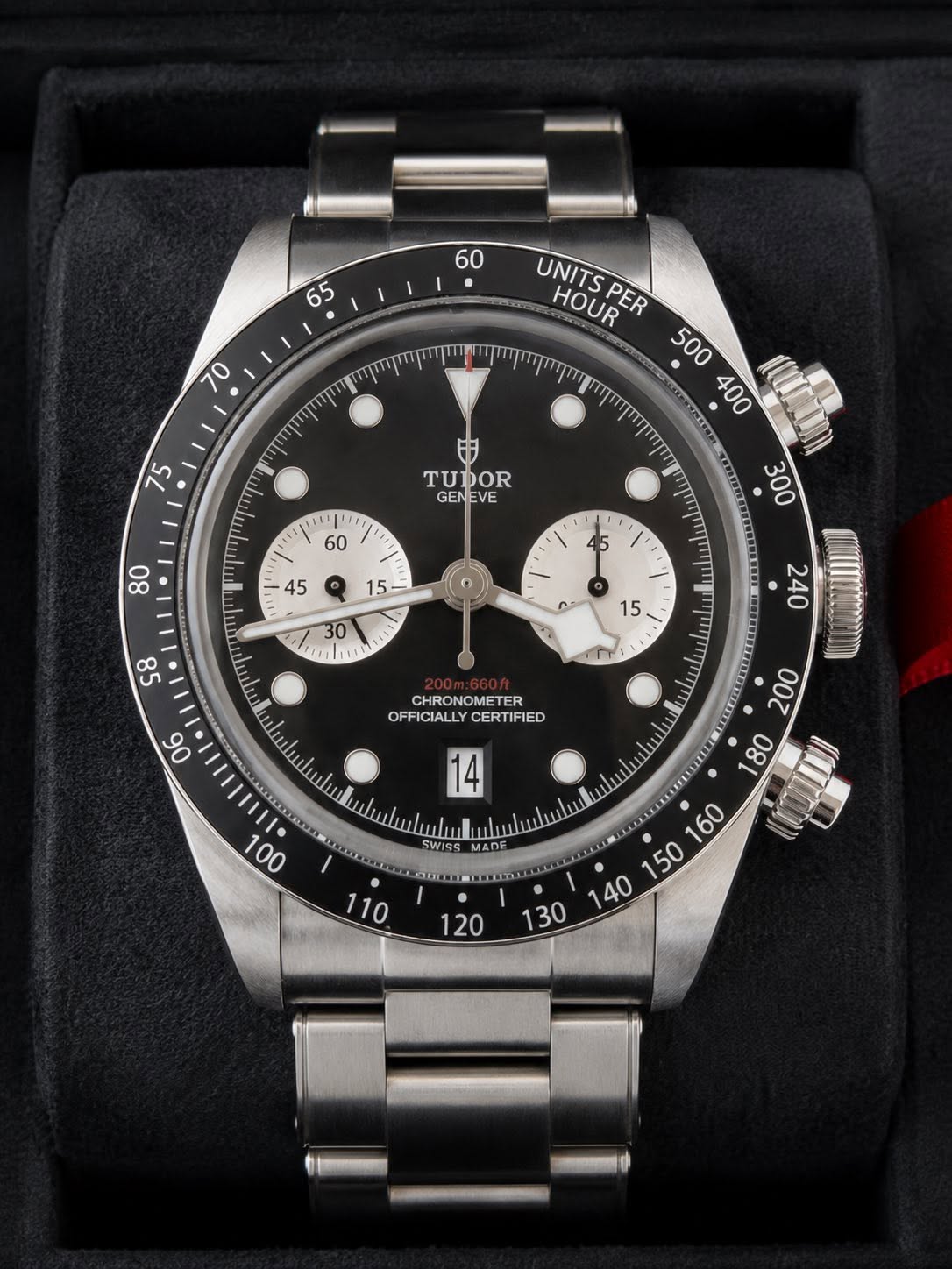 May be an image of wrist watch and text that says '60 65 70 UNITSPER UNITS HOUR PER πη 500 PD 400 75 TUDOR GENEVE LF 60 80 + S8 15 2 mịm 240 06 CHRONOMETER OFFICIALLY CERTIFIED…