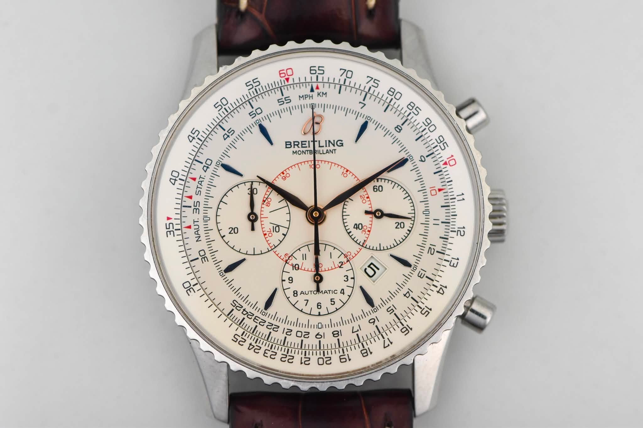 May be an image of wrist watch and text that says ' Thtetuny 55 MPH KM لهسة 75 TITTH 7 80 50 npupu BREIT BREITLING LING MONTB ILLANT STAT. יוייייי!!י NAUT. 30 90 0 mupe חן መ نسو…