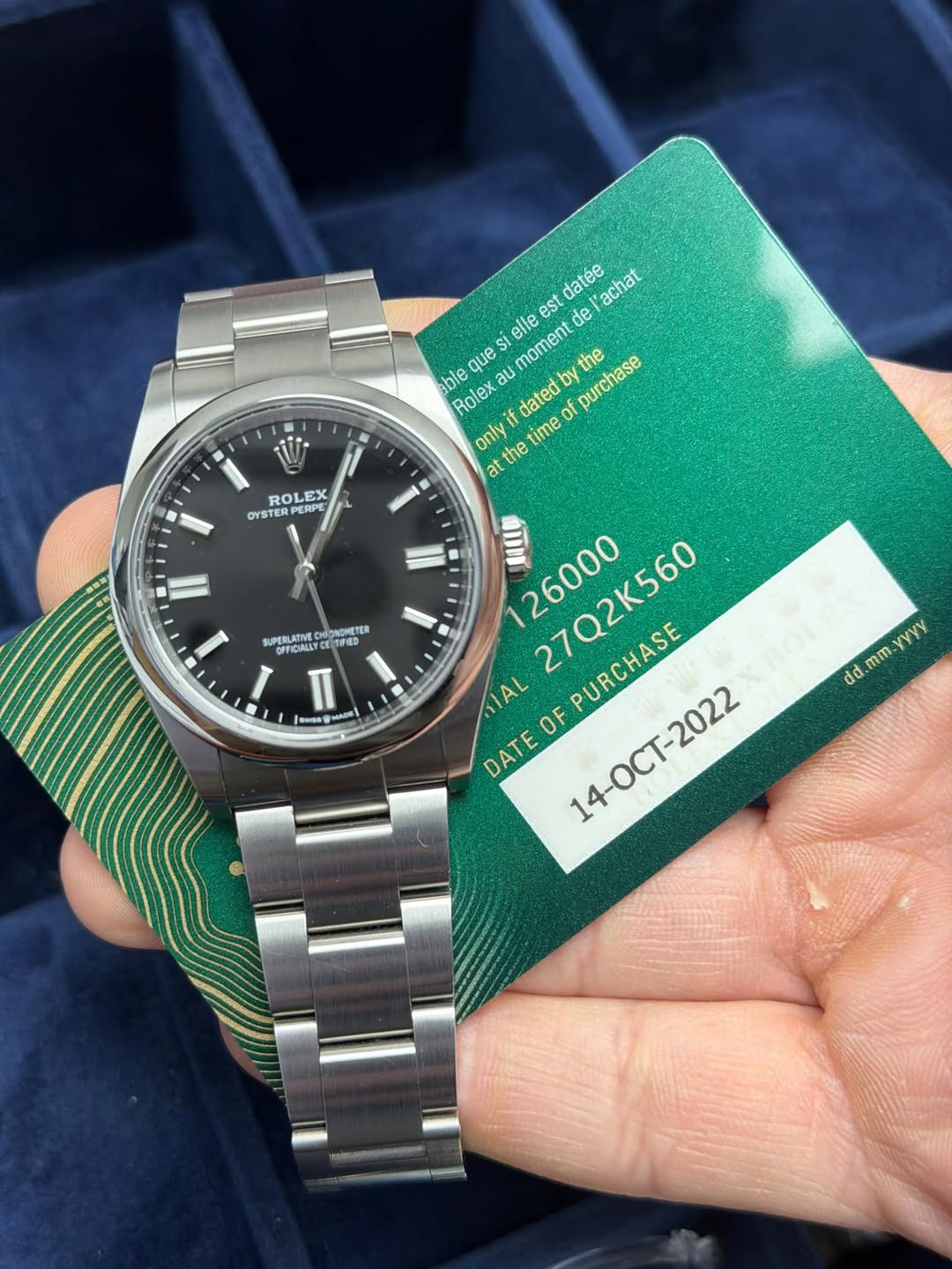 May be an image of wrist watch and text that says 'elle es est datée achat noment the purchase de que au able Rolex Rolex dated atedby db only the 1e time at ROLEX OYSTER…
