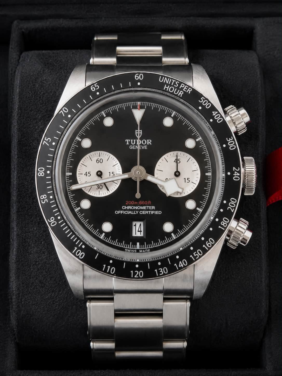 May be an image of wrist watch and text that says '60 65 70 UNITS HOUR UNITSPER PER TUDOR DOR GENEVE 111 60 יו 80 45 I E 30 ilii 98 قم CHRONOMETER OFFICIALLY CERTIFIED IED ul wи…