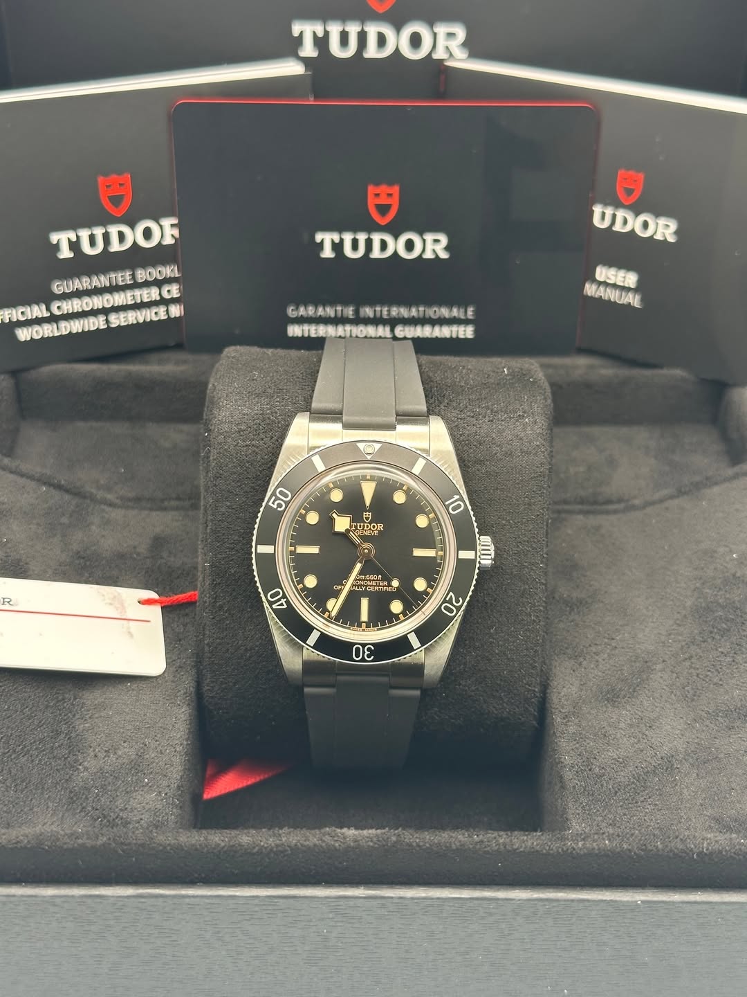 May be an image of wrist watch and text that says 'TUDOR TUDOF GUARANTEE GUARANTEEBOOKL DE BODKL FICIAL RICIALCHRONOMETERCR WORLDWIDE SERVICE CHRONOMETERO WORLDWIDESERVICEN…