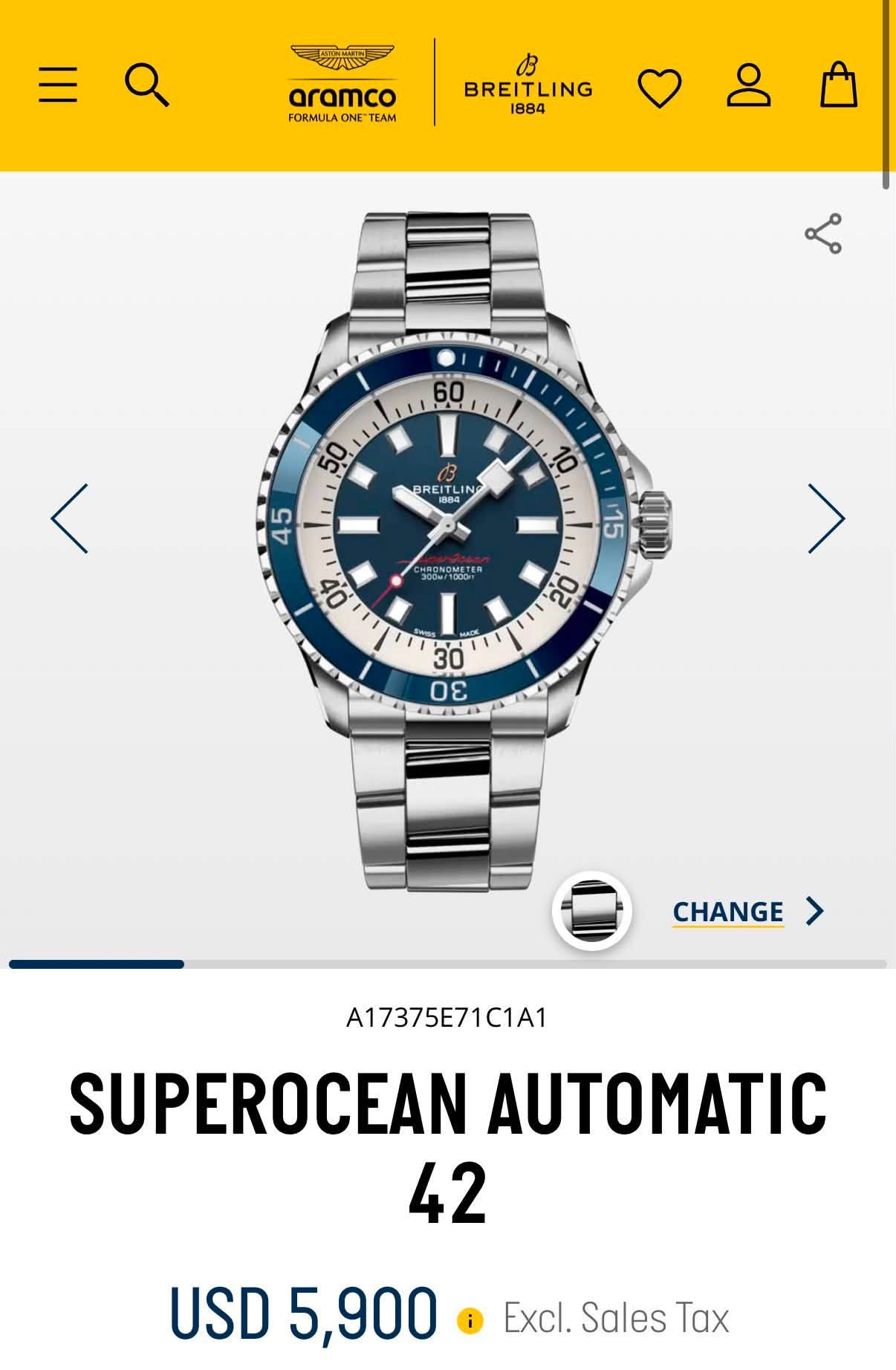 May be an image of wrist watch and text that says 'UA EALNO aramco FORMULAON ONE TEAM BREITLING QR BRE REIT TLIN LIN HRONOMETER 15 o0 20 σε 30 د 5O CHANGE> CHANGE A17375E71C1A1…