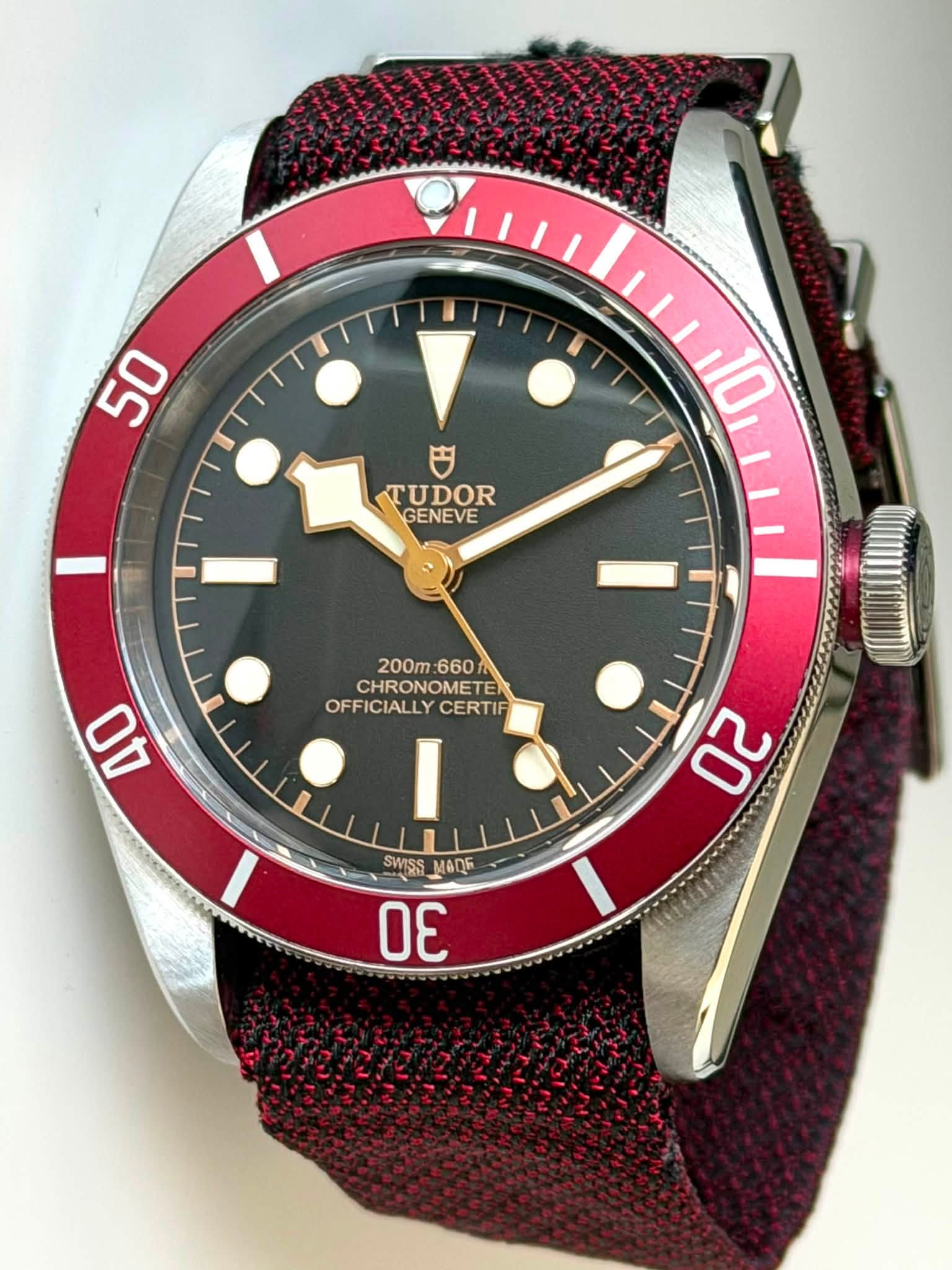 May be an image of wrist watch and text that says '50 TUDOR GENEVE 10 AO 200m 200m:660 660 CHRONOMETE CHRON OFFICIALLY OFFICIALLYCERTIF CERTIF I SWISS MaA6 30 20'