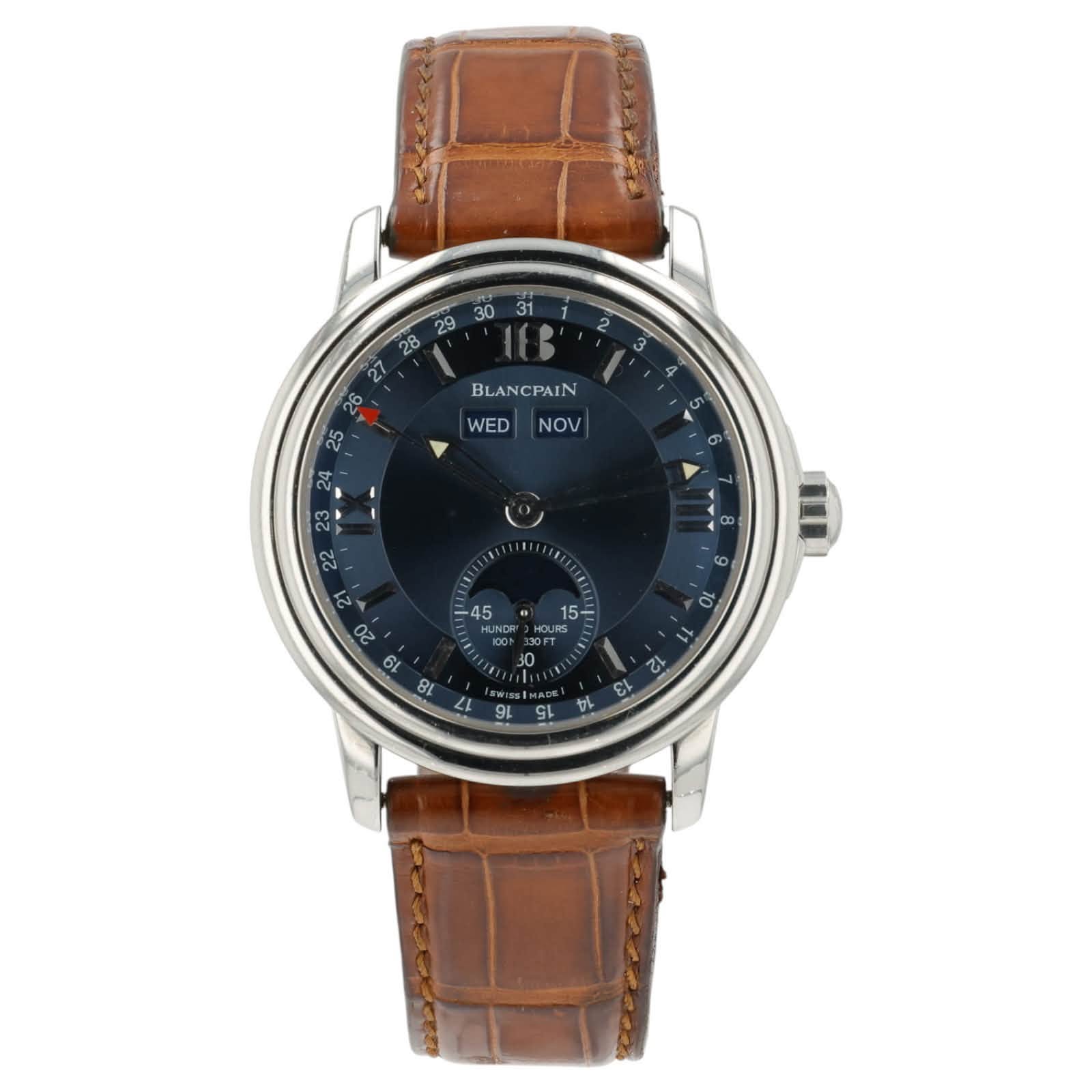 May be an image of wrist watch and text that says ' BLANCPAIN WED NOV 6 =45 I 15- ንዛ ራጣ 0 ट ει'