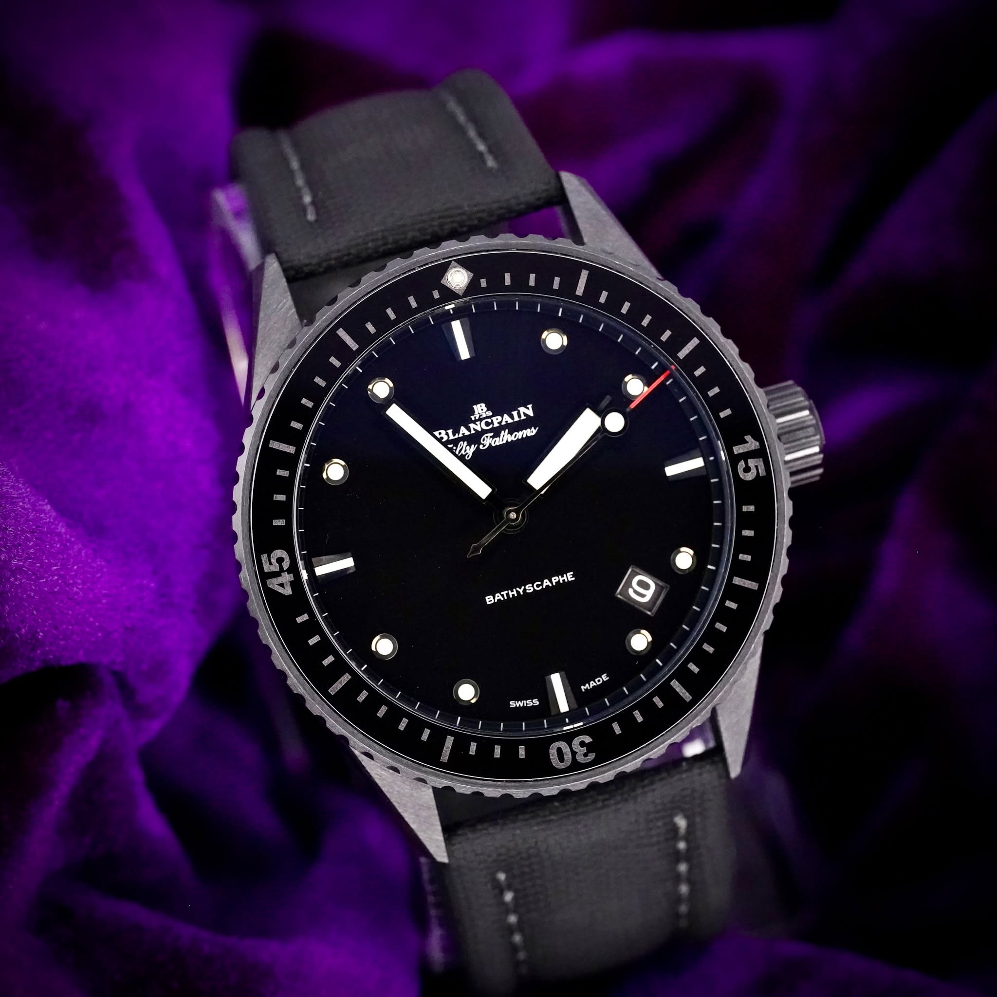 May be an image of wrist watch and text that says 'BLANCPAIN BLANCRAN JB CPAIN 1:00 Fathams NATHYBCAPHE MADE Sん公N'
