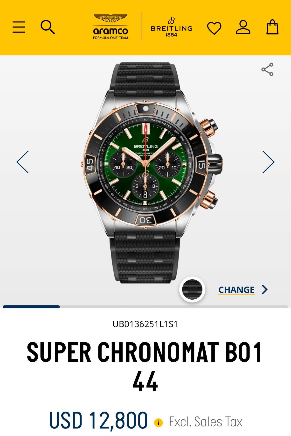 May be an image of digital watch and text that says 'म aramco FORMULA ONE TEAM BREITLING 1884 I 41 ACHYMETE BRE ING 番 F S 9 3- - o 1 P 8 I w ர் E CHANGE UB0136251L1S1 SUPER…