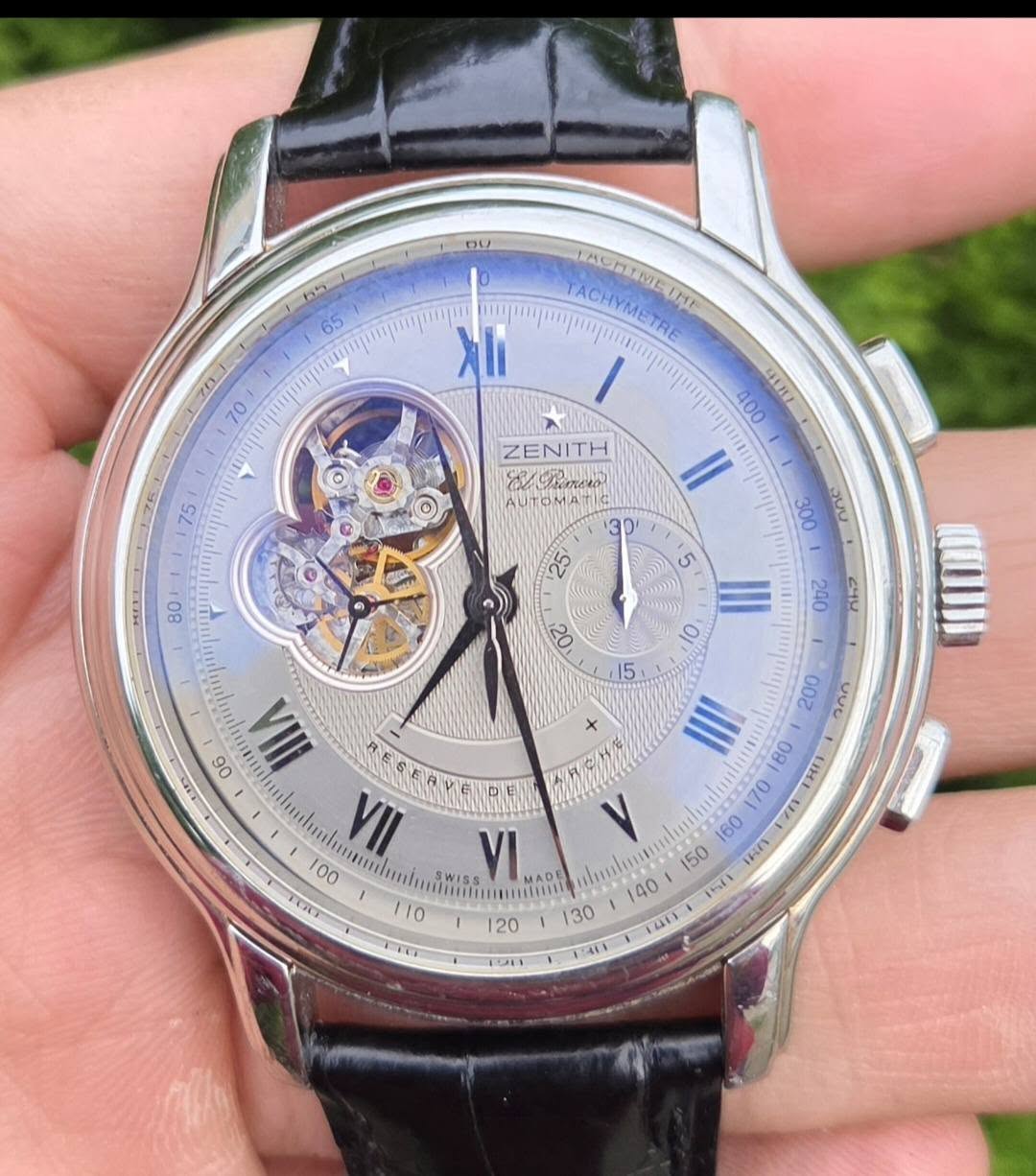 May be an image of wrist watch and text that says '۲م 05 65 70 TACHYMETAL YMETRE LACHIMEIHE ી ف M ZENITH 포입나 400 II AeHecTaюo AUTOMATIC 30 KITT 08 300 5 (נעה መስክሽ 10 יגסי 2 コトフ…