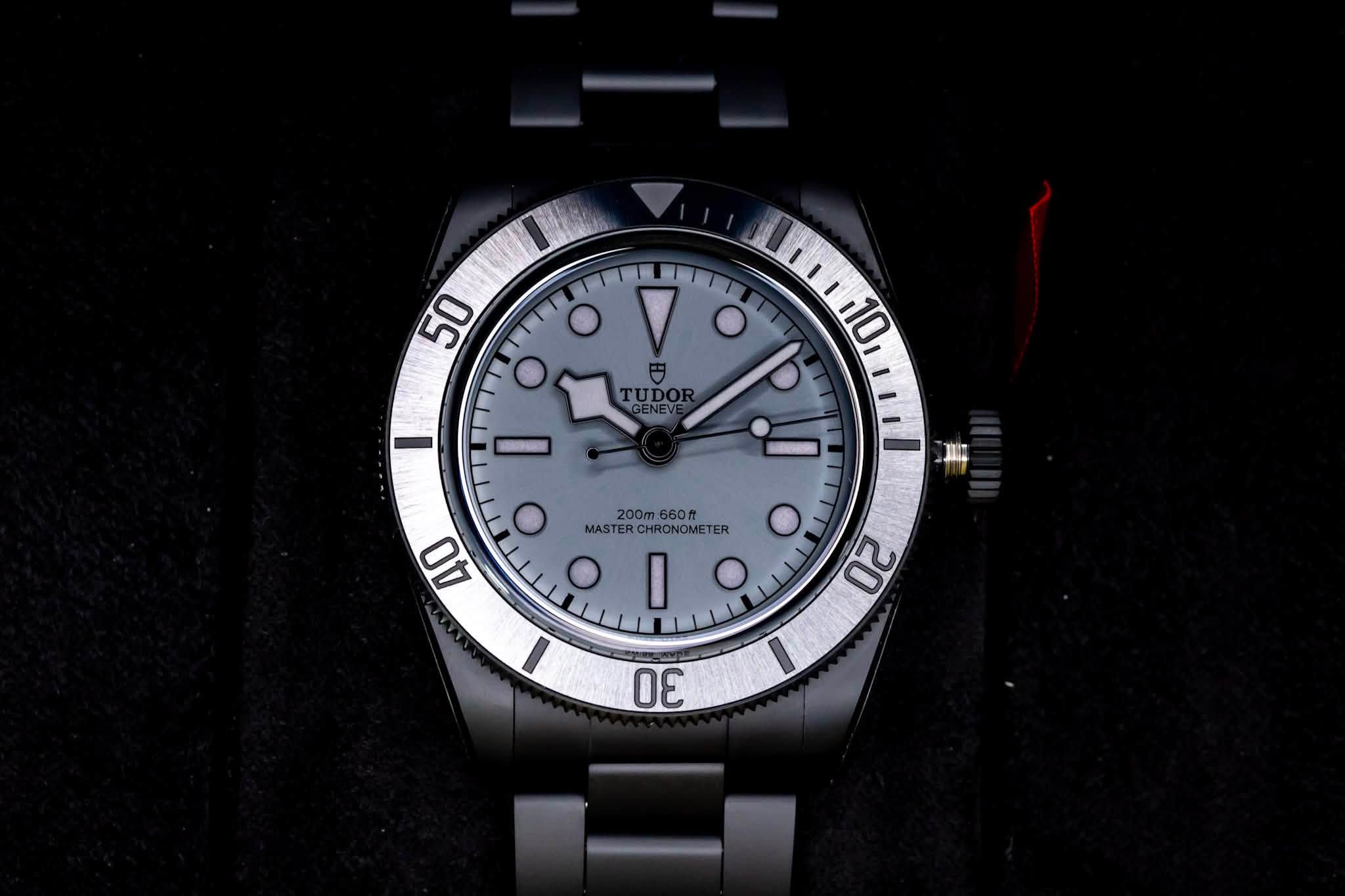 May be an image of wrist watch and text that says '50 TUDOF Jini10, 10 40 MASTERCHRONOMETER 200660 200m 660粒 MASTE I 30 O 20'