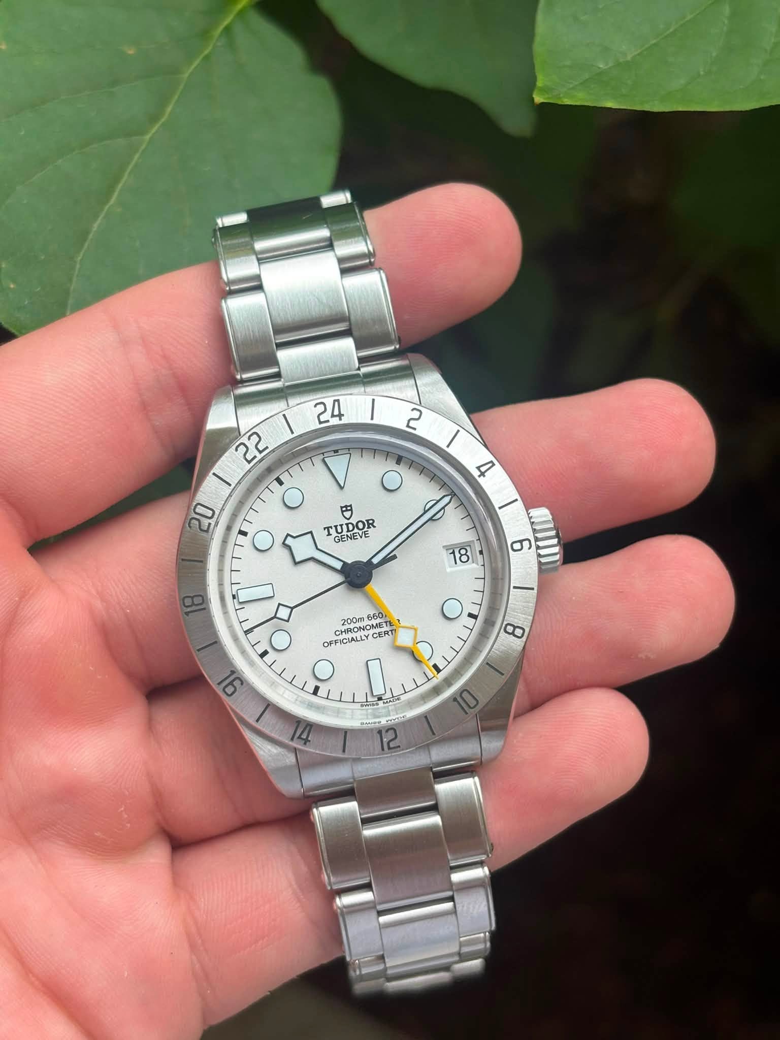 May be an image of wrist watch and text that says '| 24 2 | 4 o 22 20 O 由 O T TUDOR DOR GENEVE 18 6 O 200m 600 METL CHRONG ON GERT OFFICIALL D ટા 8 9 切 0'