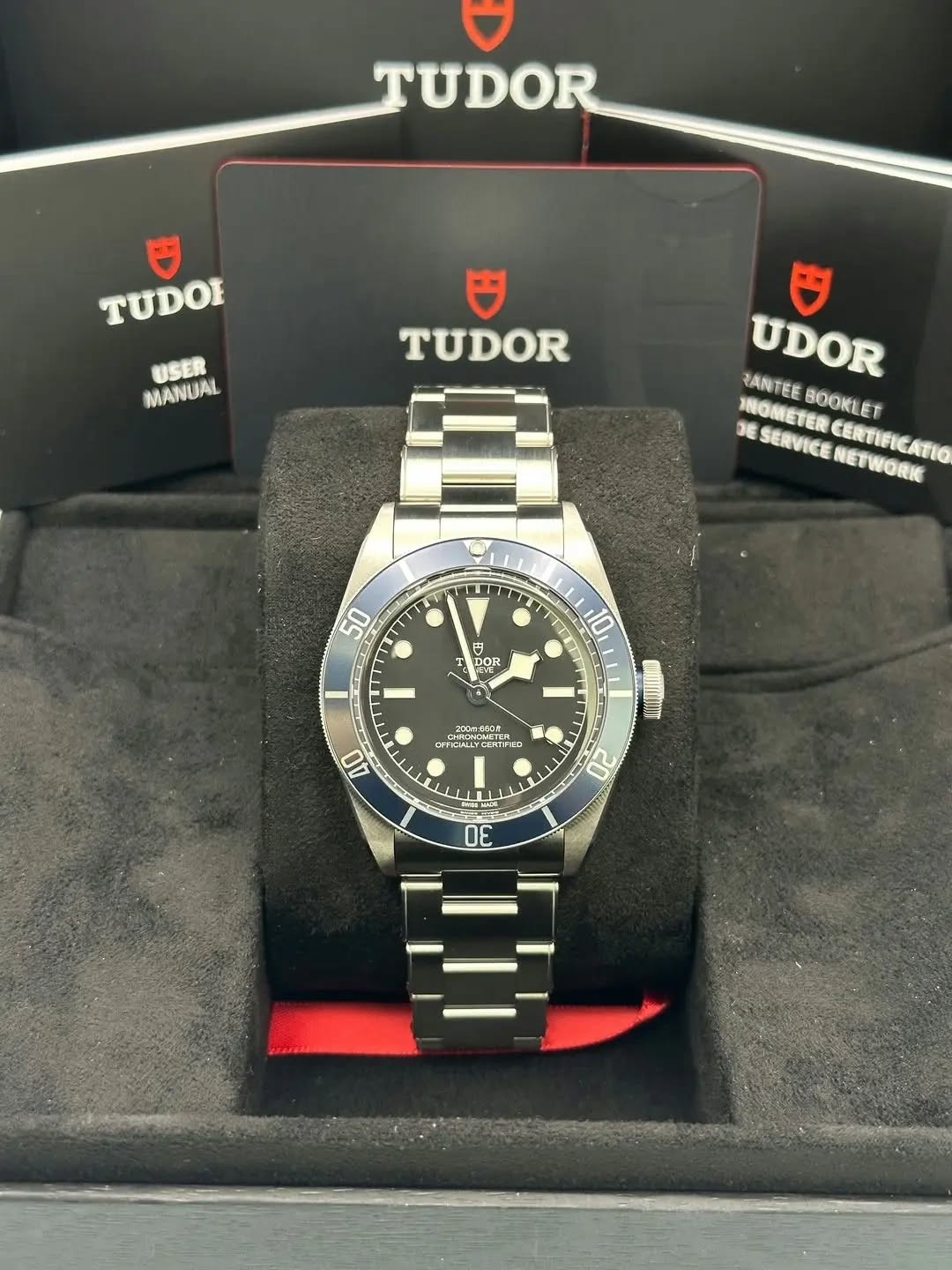 May be an image of wrist watch and text that says 'TUDOR TUDOI USER MANUAL TUDOR UDOR RANTEE BOOKLET DE INOMETER SERVICE NETWORK CERTIFICATIO D 50 0 DOR ε 10 SRTE דם…