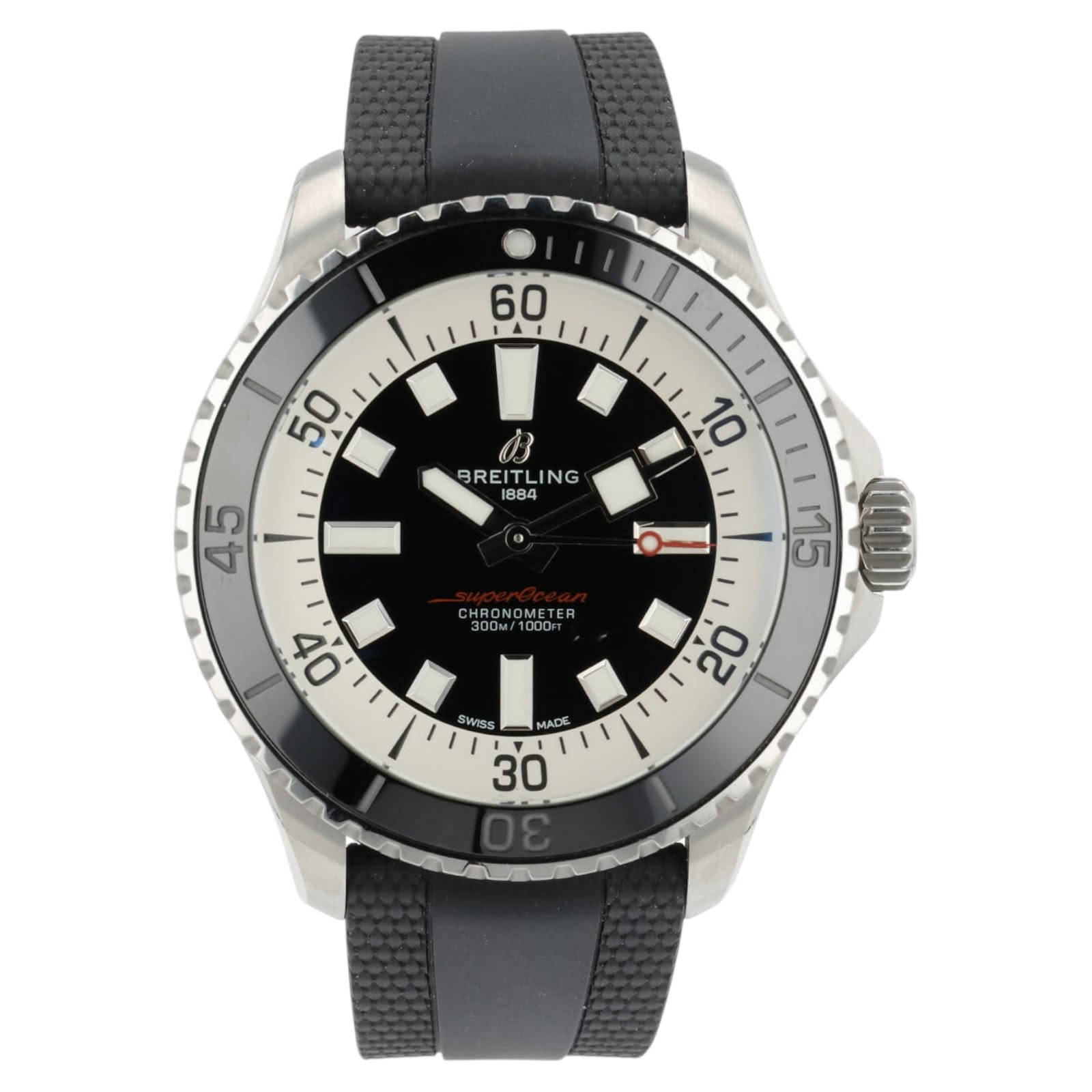 May be an image of wrist watch and text that says '60 1|11 50 B BREIT BREITLING TLING CHRO CHRONG CHRONOMETER OM METER 300M 300MS 15 C ot 20 SWISS MADE MADE Οε'