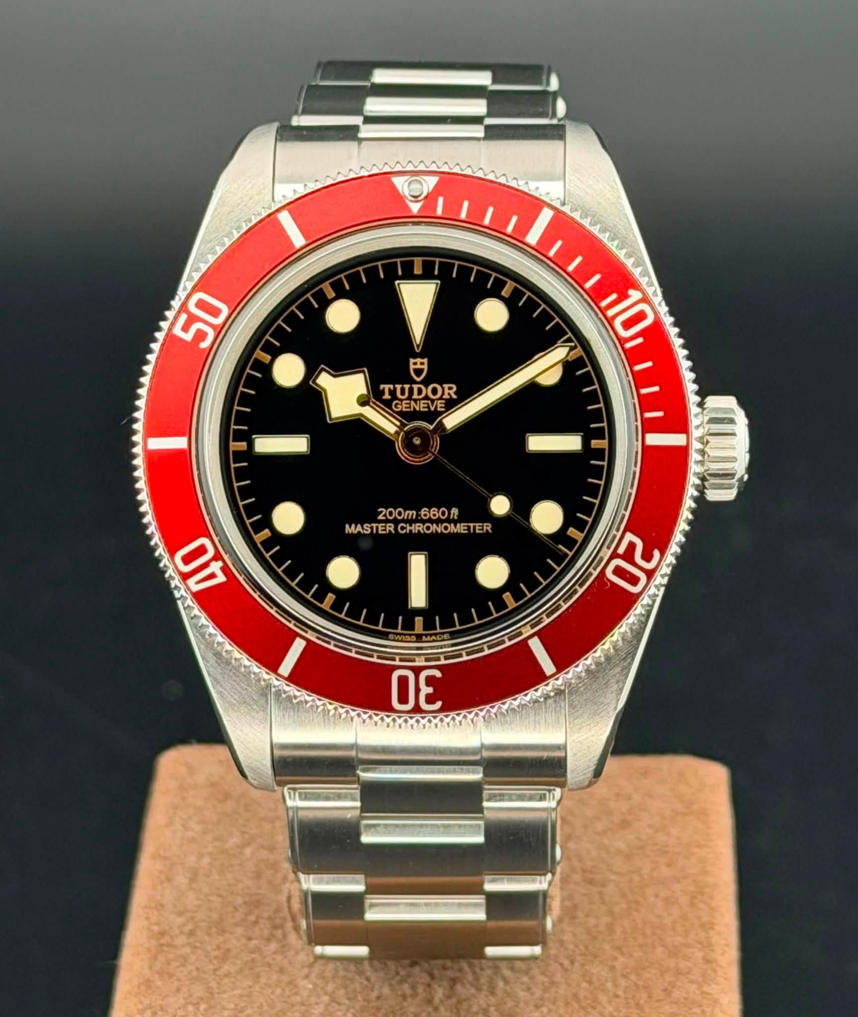 May be an image of wrist watch and text that says '50 円 TUDOR ENE ENEVE 10 200m 660発 MAST CHRONOME MASTERCHRONOMETER RONOME 40 20 30'