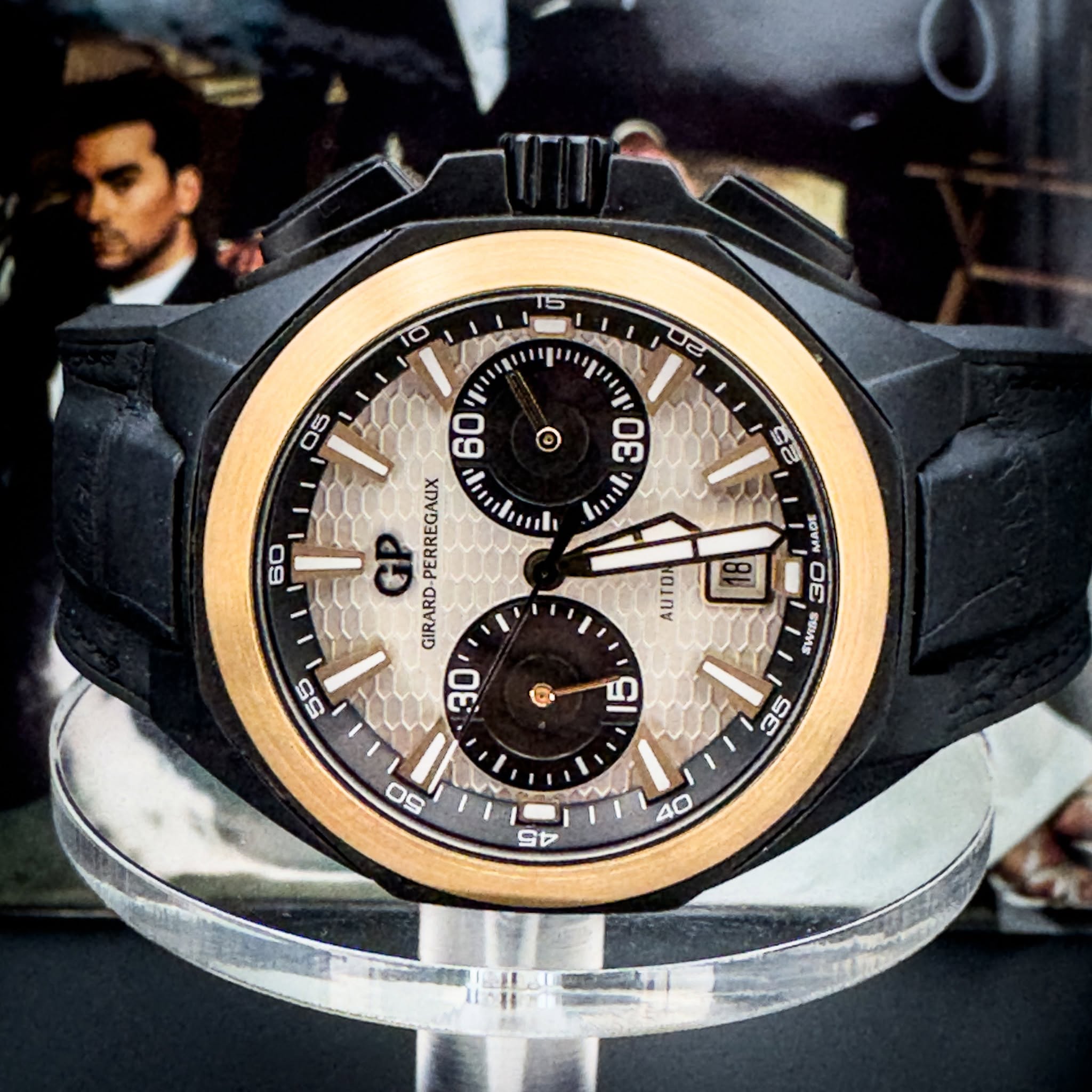 May be an image of wrist watch and text that says 'も O U 2 05 O σε s2 60 60 ㅁ ARD-PERREGAUIX GIRARD PERREGAUX 30 18 AUTON MADE 30 SWIDE SWIDS 55 1 第口 سم 35 45 O'