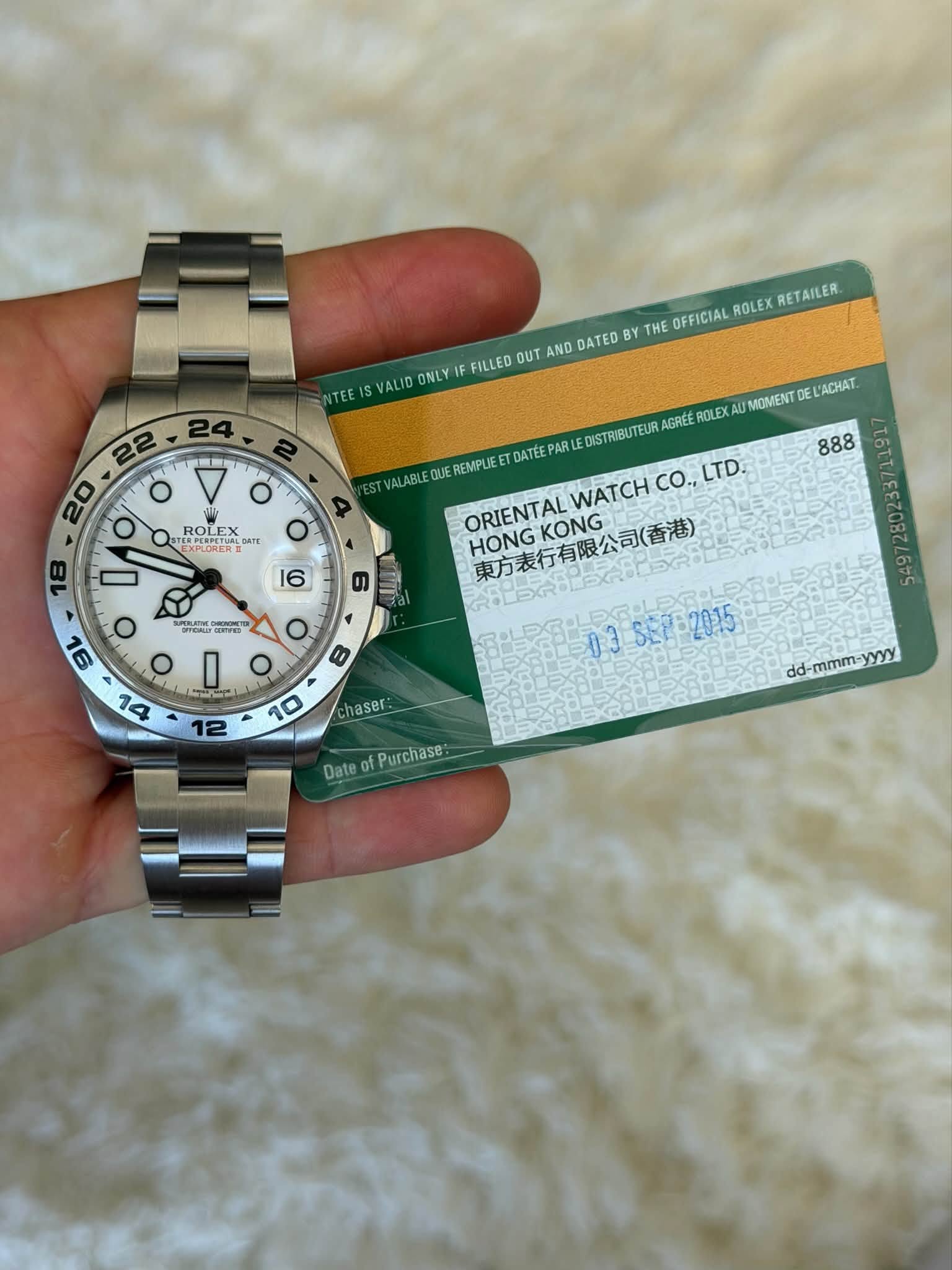 May be an image of wrist watch and text that says 'ISVALID ONLY IF FILLED OUT AND DATED BY THE OFFICIAL ROLEX RETAILER. 24 22 20 O R STERPE EXPLCRERT MTE 16TT/EEZOBZL675 VALABLE…