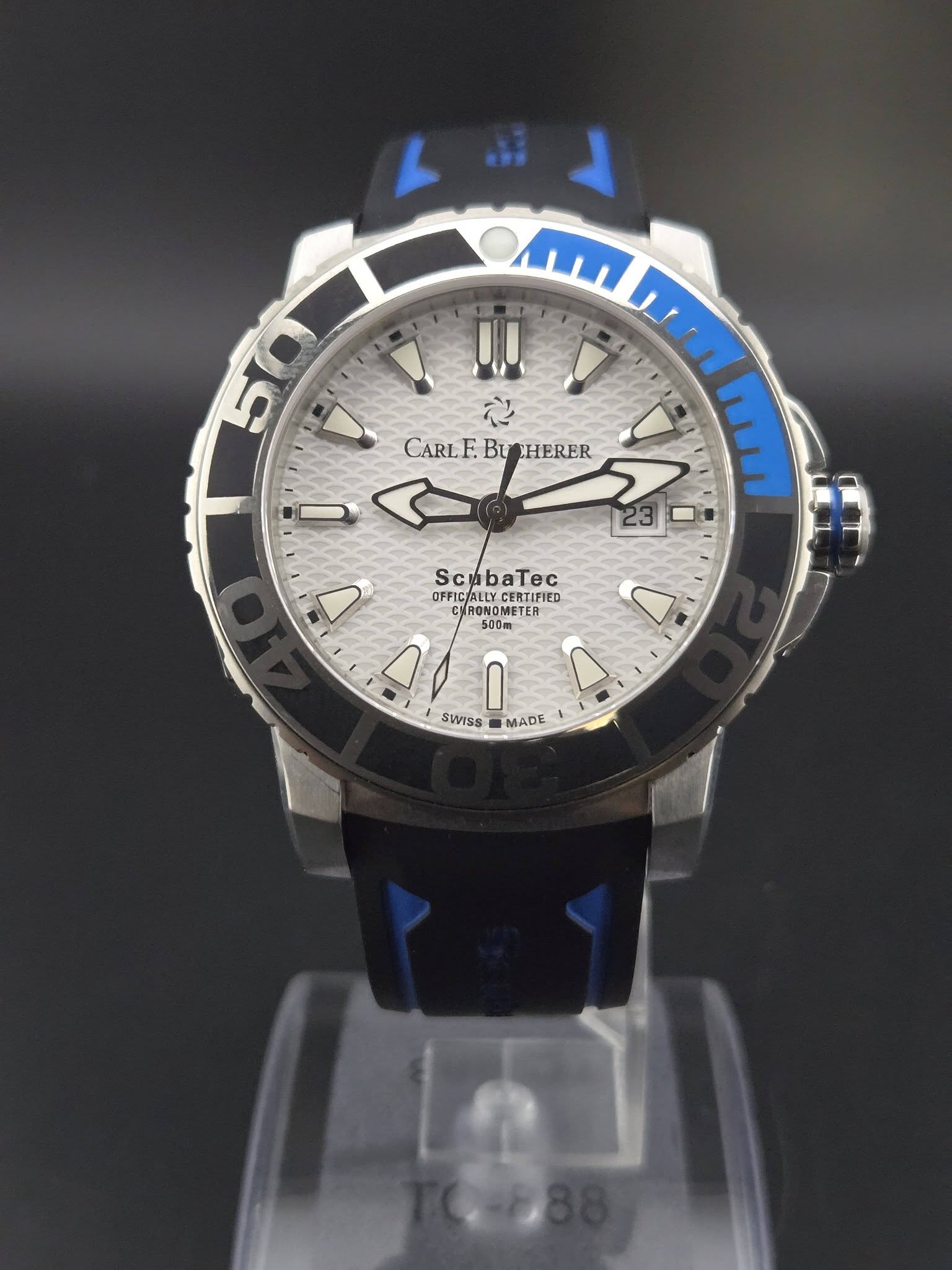 May be an image of digital watch and text that says '510) 5 1 CARLF CARLEBLTHERER Bu CHERER i 23 ScubaTec OFFIAERTIFIED OFFIO OFFICIALL CALLY CERTIFIED CMRONO WRONO RONOMETER 500m…