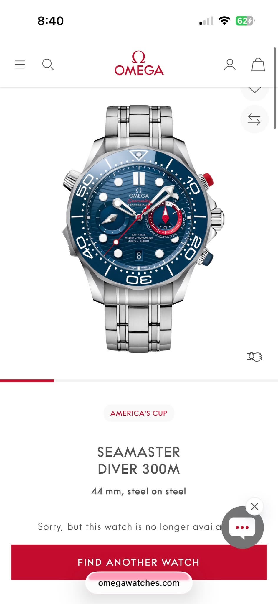 May be an image of digital watch and text that says '8:40 624 Ω OMEGA ک 50 OMEGA 10 สยภาพ .. ំកគ្គ្ម 40 20 السالي 0 ထ 30 の 0 AMERICA'S AMERICA'SCUP CUP SEAMASTER DIVER 300M 44…