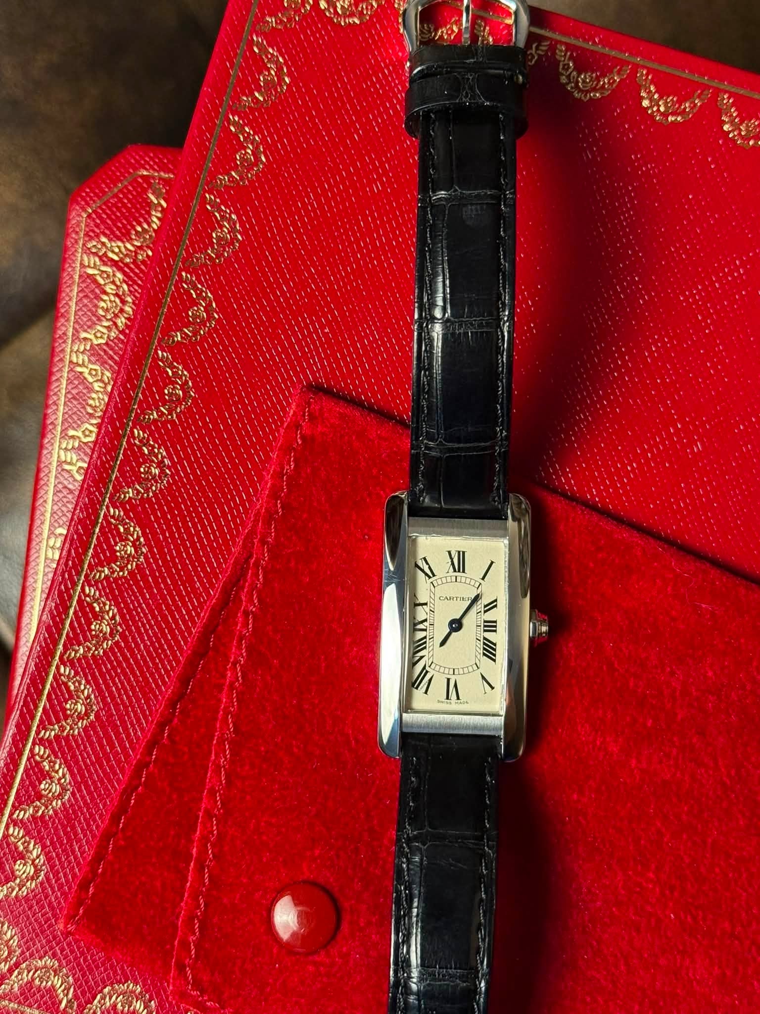 May be an image of wrist watch, leather, saddle-stitched leather and text