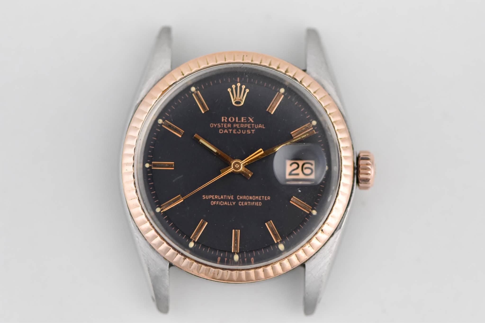 May be an image of wrist watch and text that says 'ROLEX ROLE STERPERPETUAL DATEJUST 26 SUPERLATIVE SUPERLATIVECHRONOMETER CHRONOMETER OFFICIALLYCERTIFED OFFICIALL…