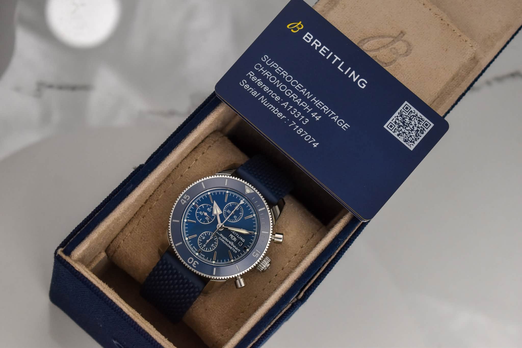 May be an image of wrist watch and text that says 'お Ser S Reference: BREITLING B8 Senal Reference:A13313 erialNumber Refer al CHRONGOA13313 CHRONOGRAPH44 CHRONOG Number :A13313…
