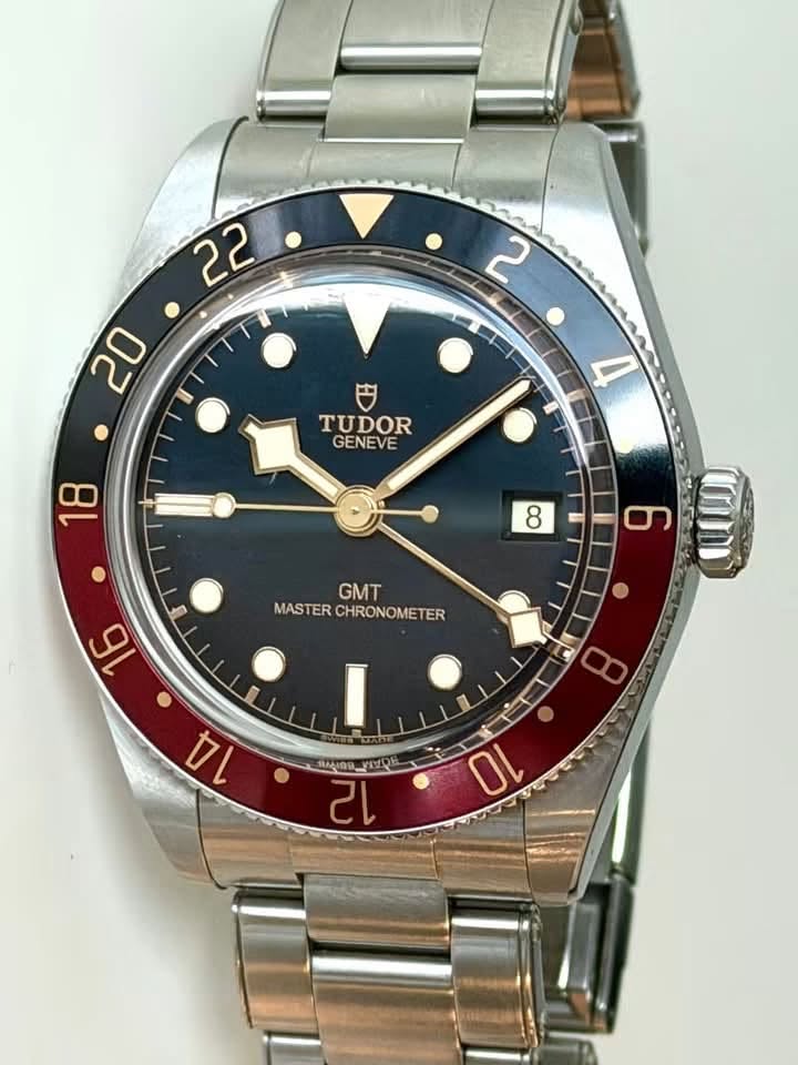May be an image of wrist watch and text that says '22 20 2 TUDOR GENEVE 4 18 8 ば GMT MASTERCHRONOMETER MASTER CHRONOMETER တ TUTU つら0 16 I D 14 10 12'