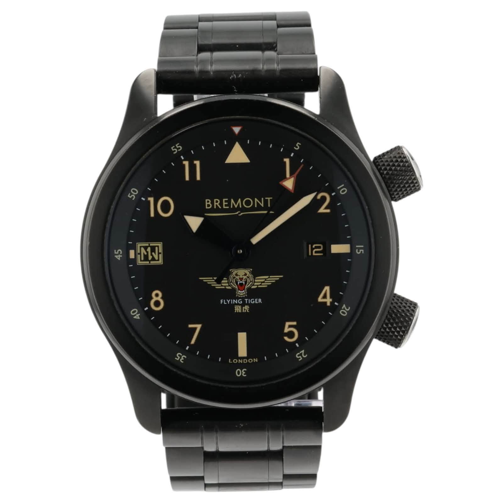 May be an image of digital watch and text that says '11 11 10_BREMONT 10 BREMONT 2 ・司 12 15 8 FLYINGTIGER 4 O 75 I 7 5 SE 5L οε'